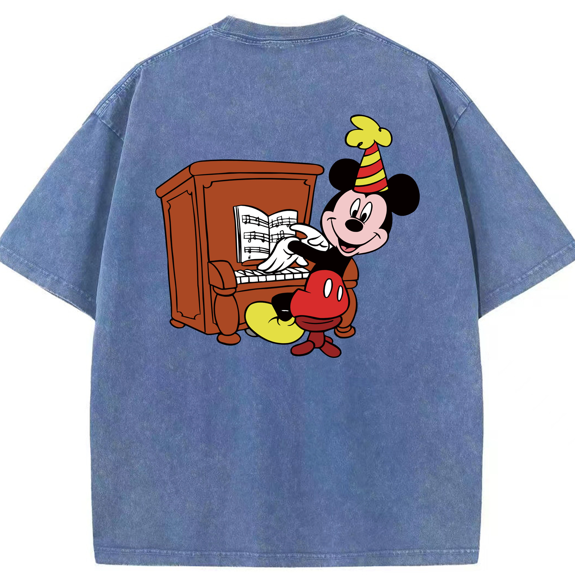 （画像用） ミッキーマウス Mickey Mouse 綿100% ヴィンテージ風 半袖Tシャツ（背面プリント）