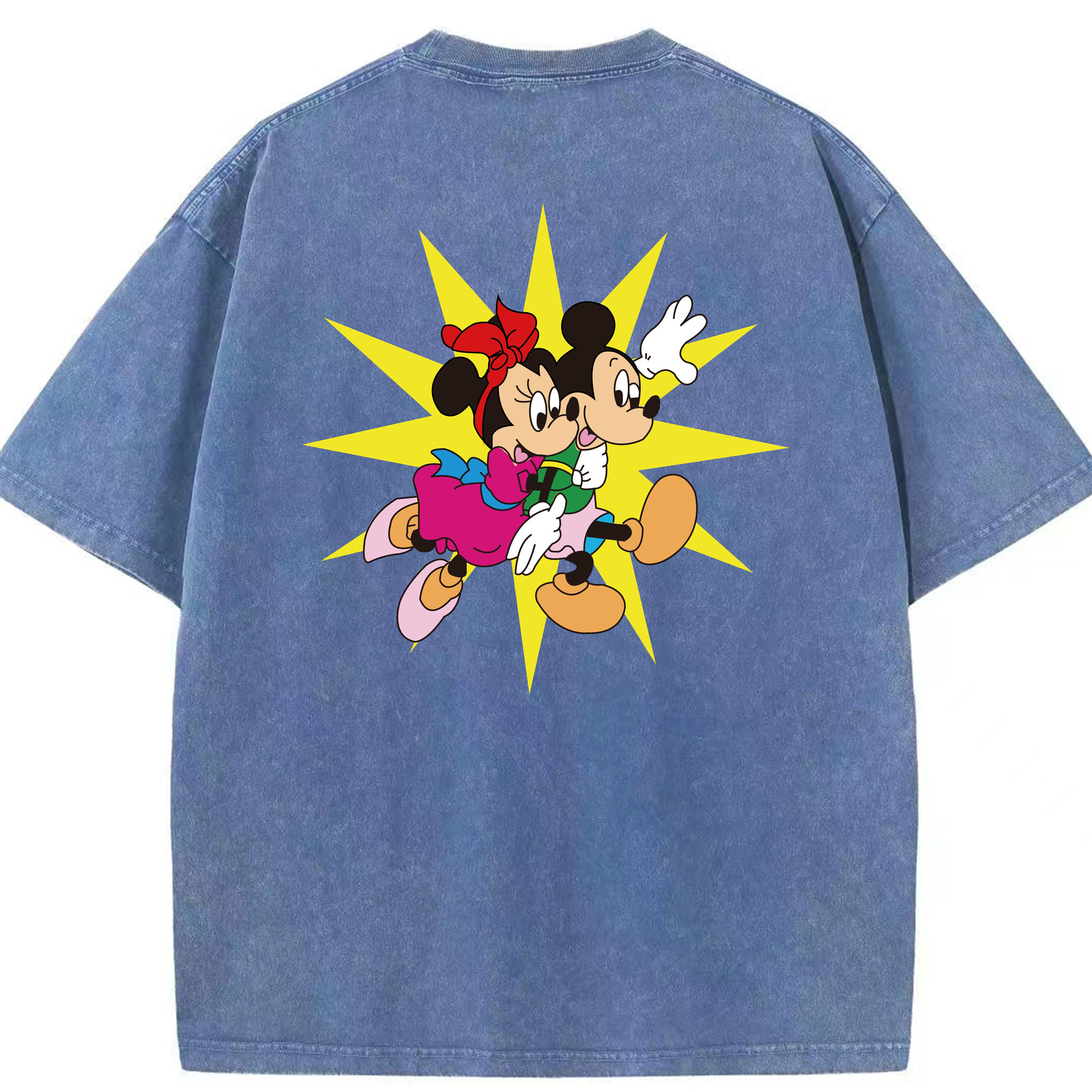 （画像用） ミッキーマウス Mickey Mouse 綿100% ヴィンテージ風 半袖Tシャツ（背面プリント）