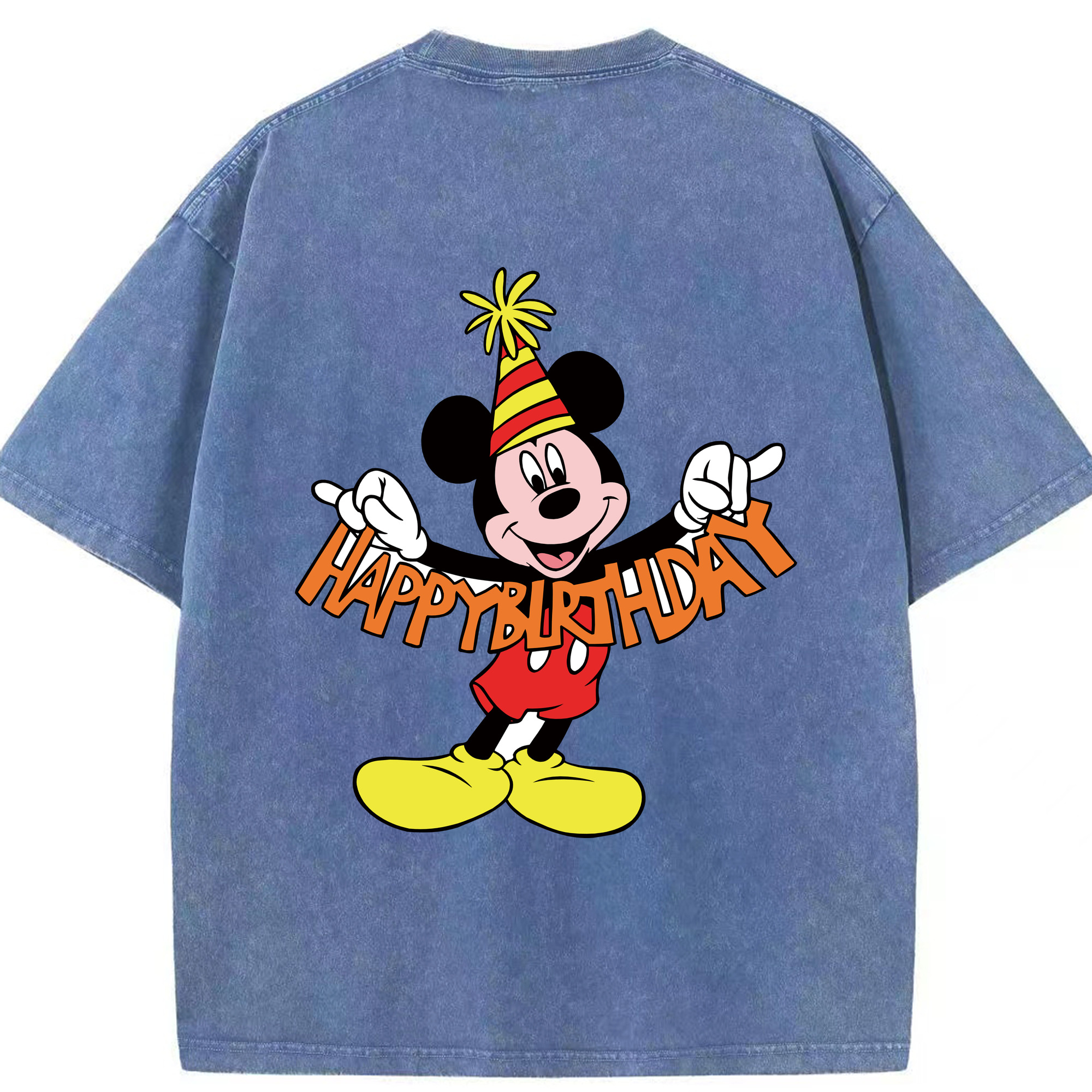（画像用） ミッキーマウス Mickey Mouse 綿100% ヴィンテージ風 半袖Tシャツ（背面プリント）
