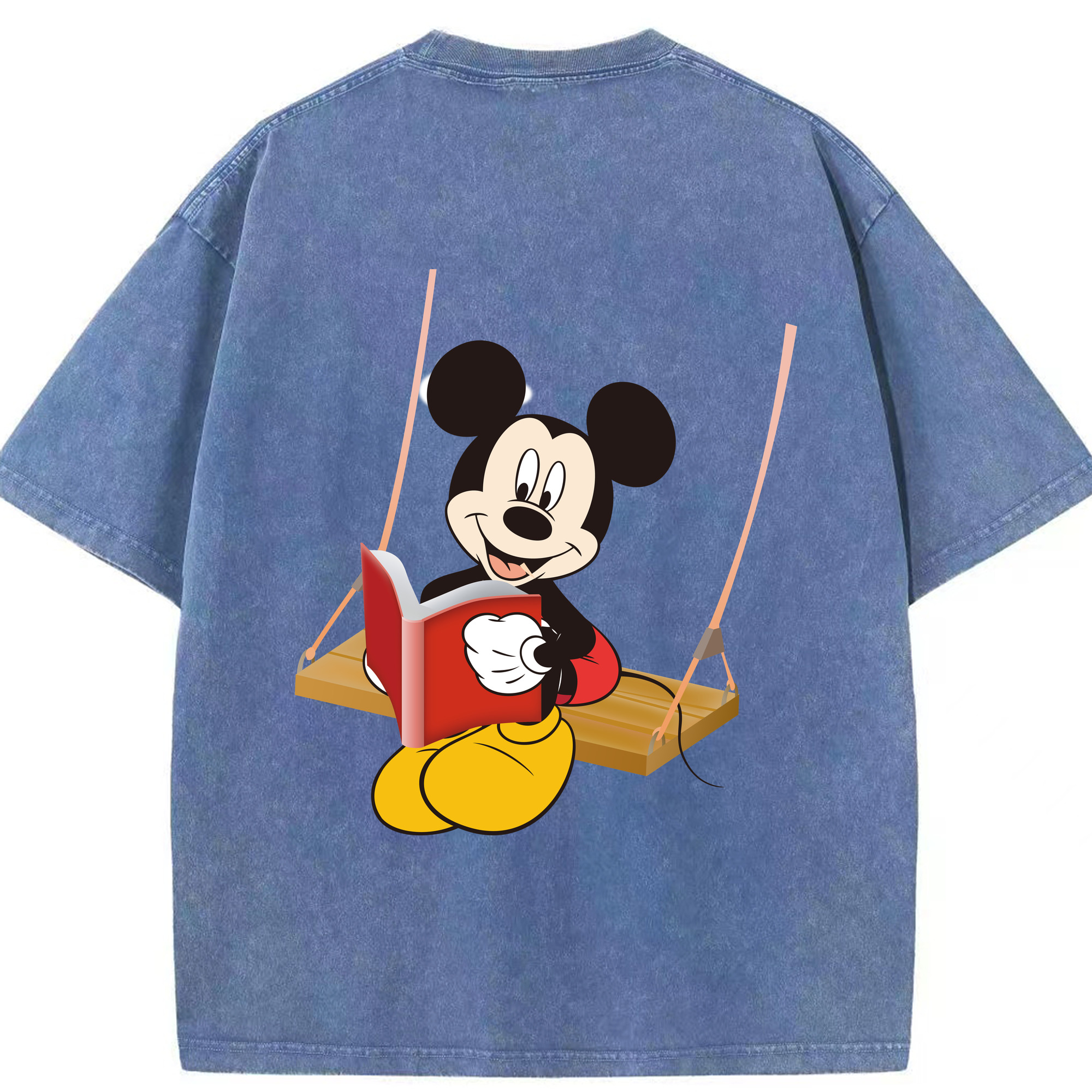 （画像用） ミッキーマウス Mickey Mouse 綿100% ヴィンテージ風 半袖Tシャツ（背面プリント）