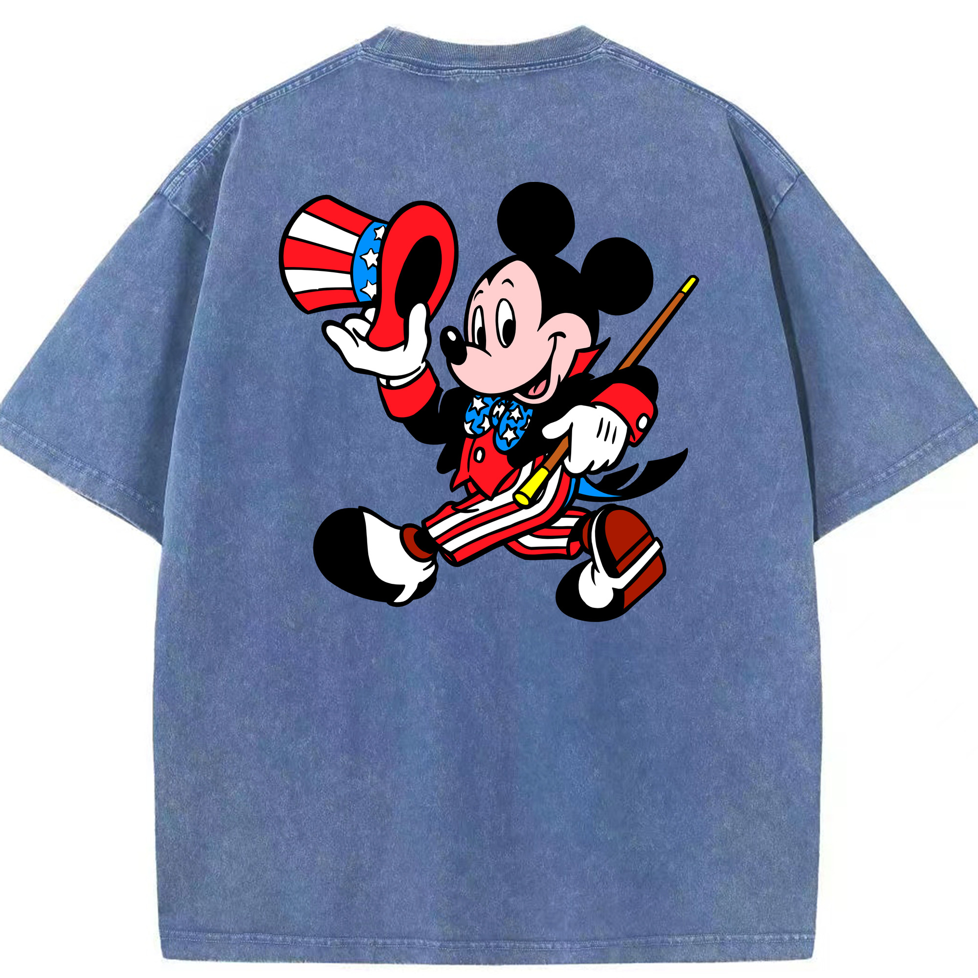 （画像用） ミッキーマウス Mickey Mouse 綿100% ヴィンテージ風 半袖Tシャツ（背面プリント）
