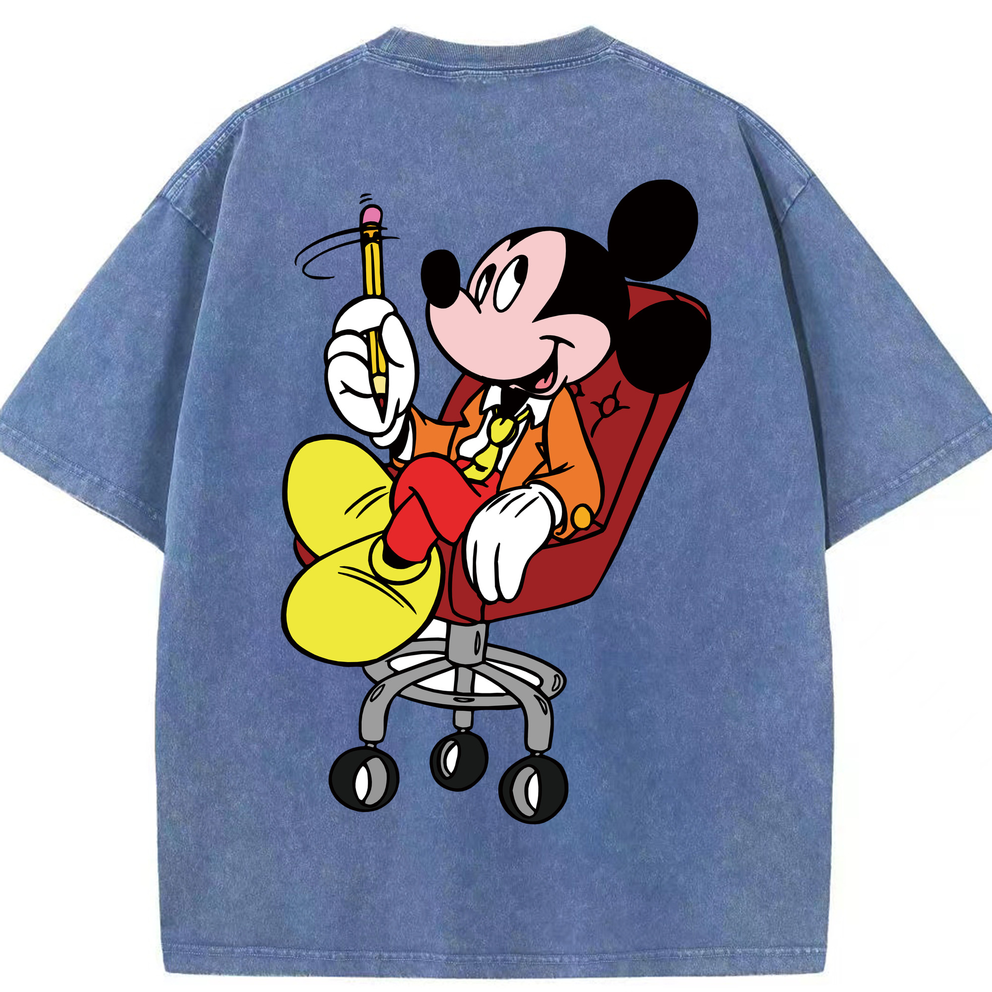 （画像用） ミッキーマウス Mickey Mouse 綿100% ヴィンテージ風 半袖Tシャツ（背面プリント）