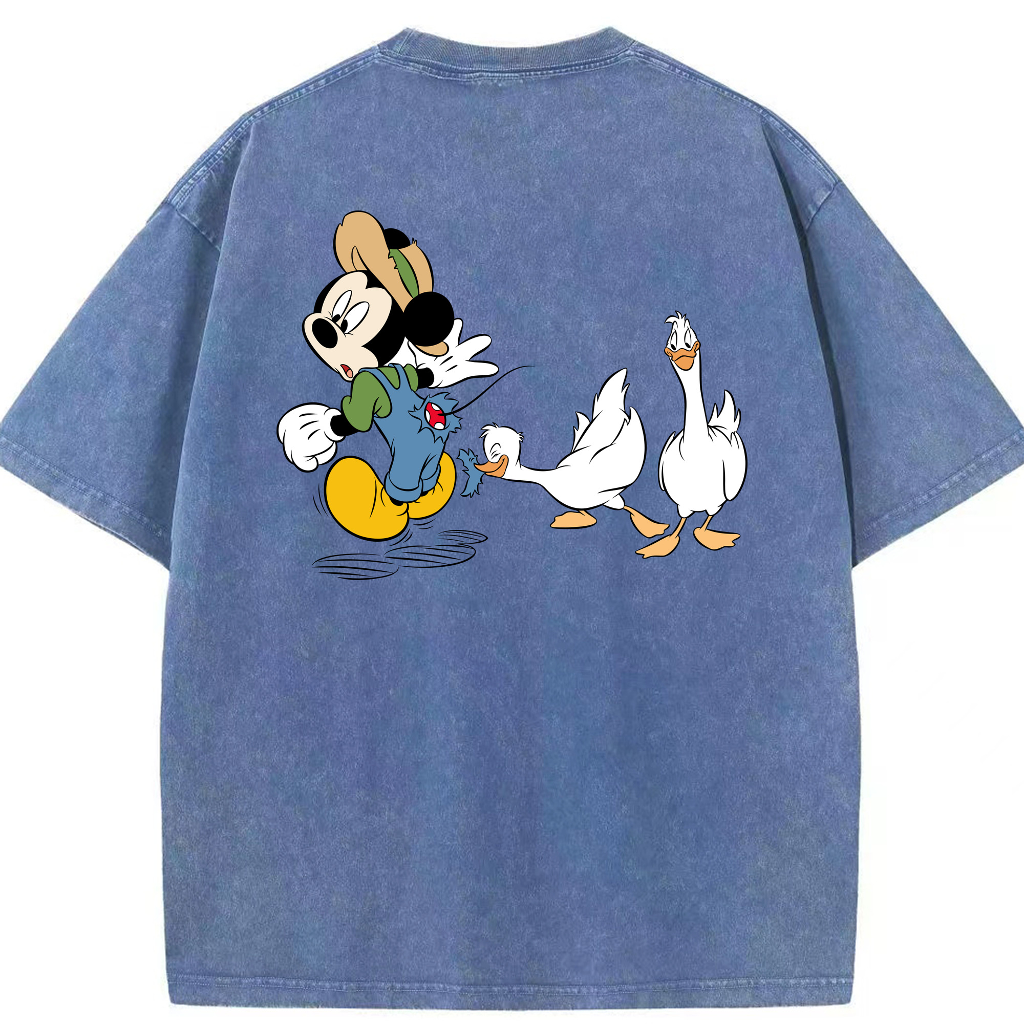（画像用） ミッキーマウス Mickey Mouse 綿100% ヴィンテージ風 半袖Tシャツ（背面プリント）