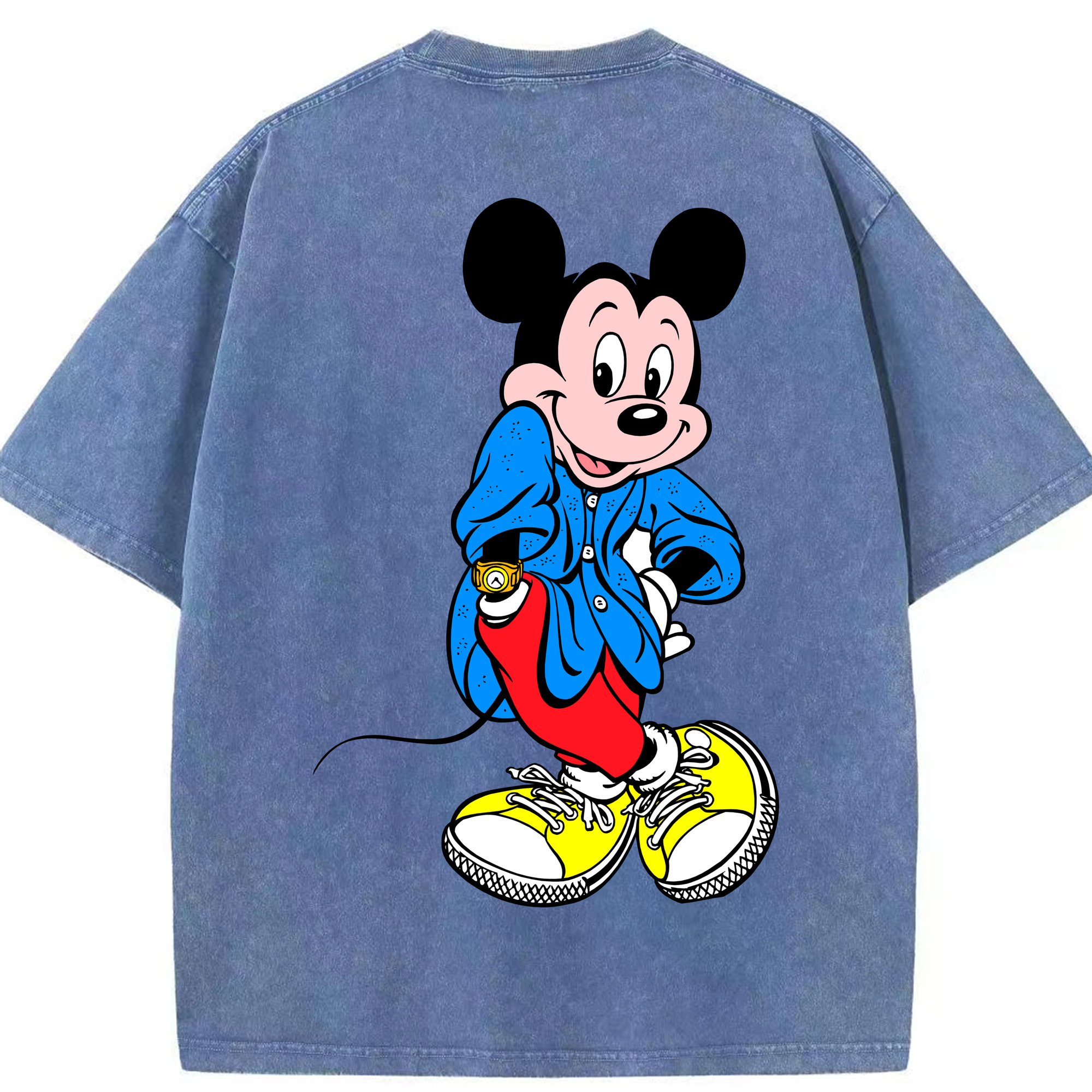 （画像用） ミッキーマウス Mickey Mouse 綿100% ヴィンテージ風 半袖Tシャツ（背面プリント）