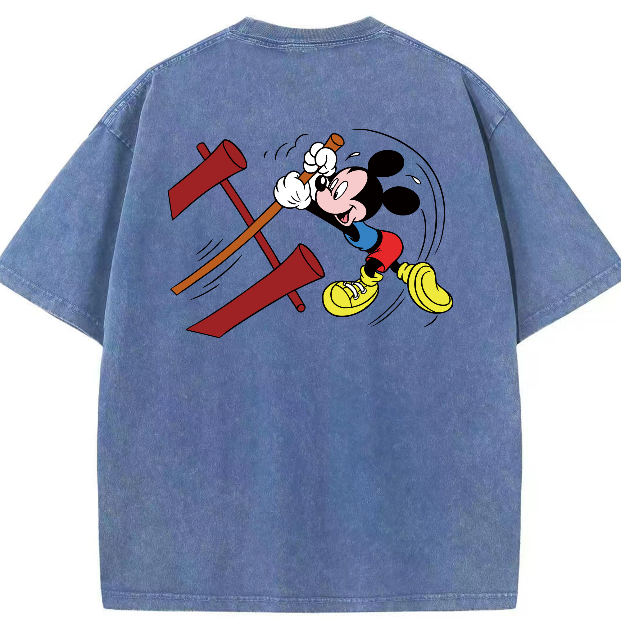 （画像用） ミッキーマウス Mickey Mouse 綿100% ヴィンテージ風 半袖Tシャツ（背面プリント）