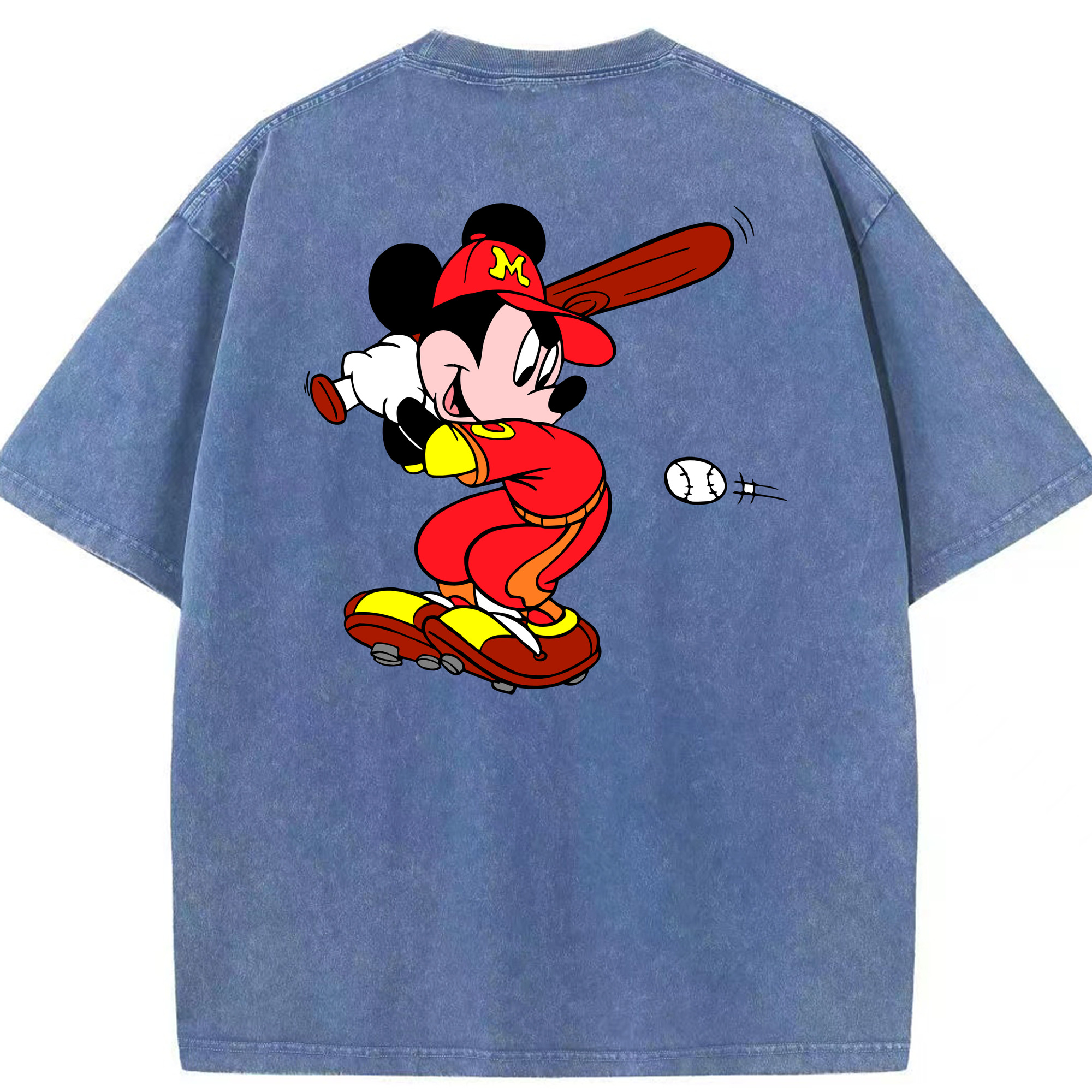 （画像用） ミッキーマウス Mickey Mouse 綿100% ヴィンテージ風 半袖Tシャツ（背面プリント）