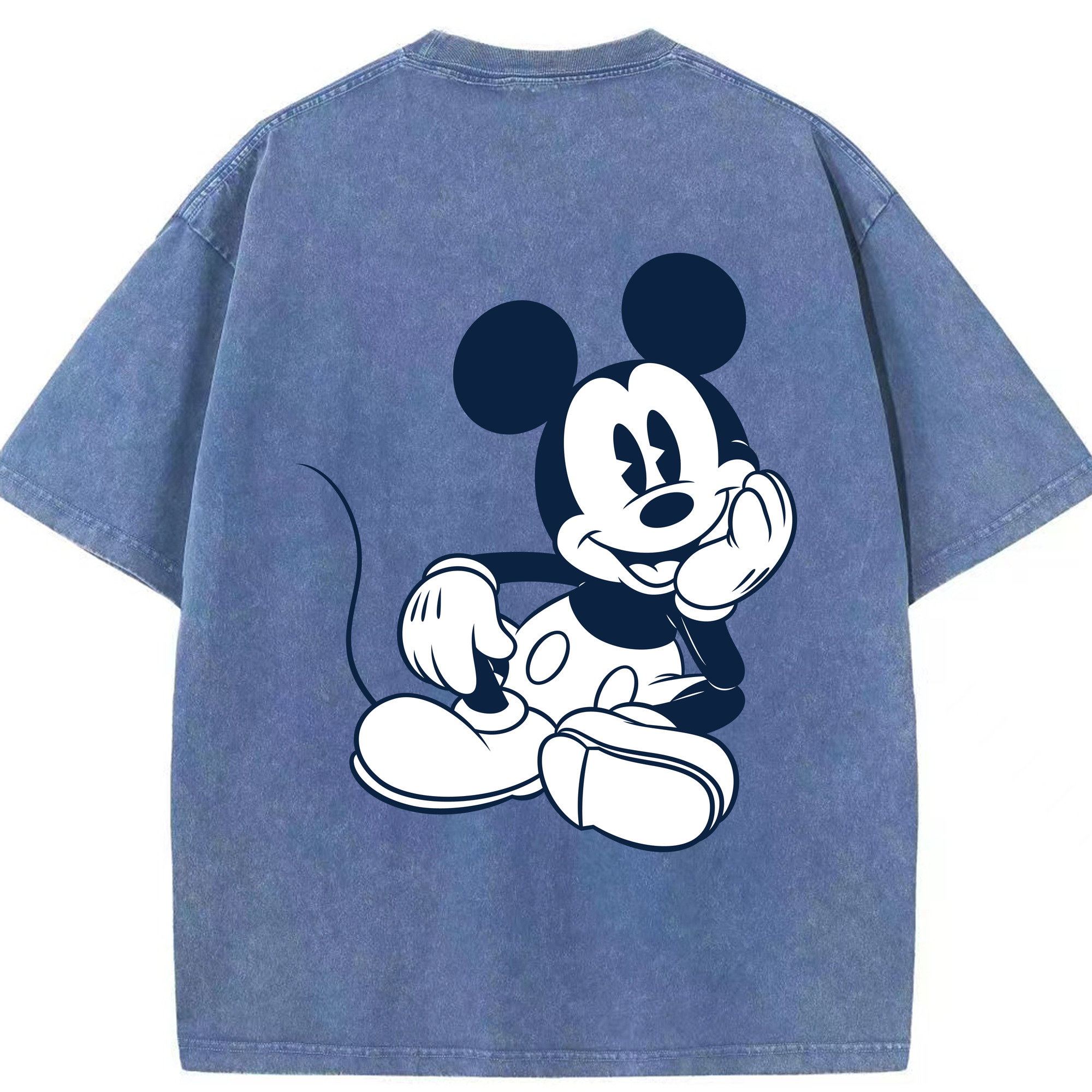 （画像用） ミッキーマウス Mickey Mouse 綿100% ヴィンテージ風 半袖Tシャツ（背面プリント）