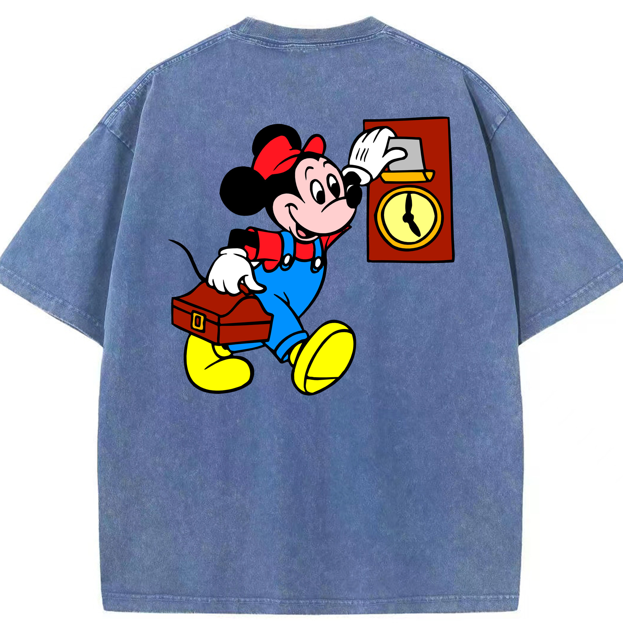 （画像用） ミッキーマウス Mickey Mouse 綿100% ヴィンテージ風 半袖Tシャツ（背面プリント）