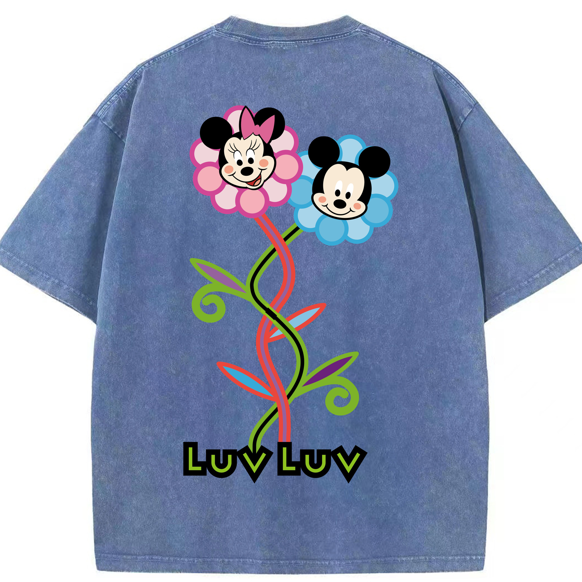 （画像用） ミッキーマウス Mickey Mouse 綿100% ヴィンテージ風 半袖Tシャツ（背面プリント）
