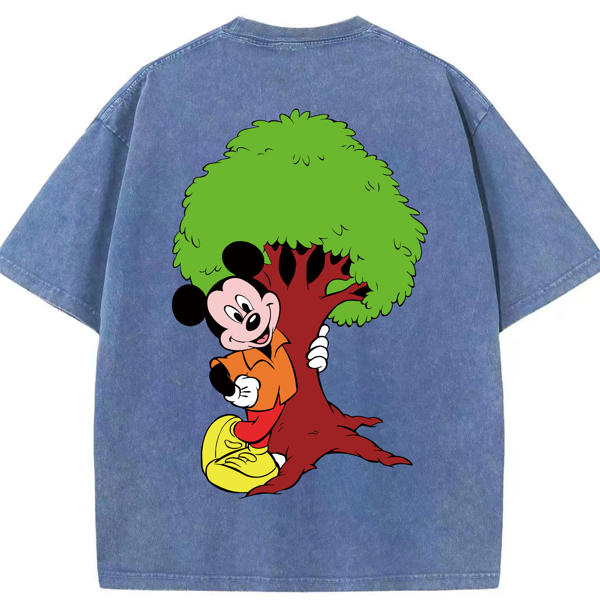 （画像用） ミッキーマウス Mickey Mouse 綿100% ヴィンテージ風 半袖Tシャツ（背面プリント）