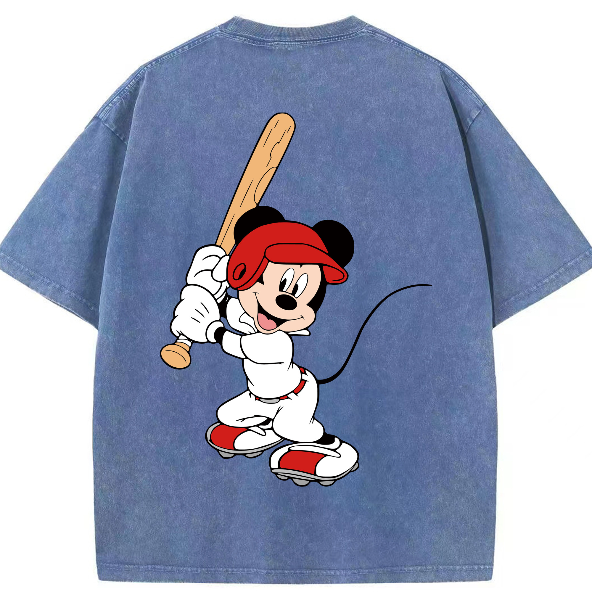 （画像用） ミッキーマウス Mickey Mouse 綿100% ヴィンテージ風 半袖Tシャツ（背面プリント）