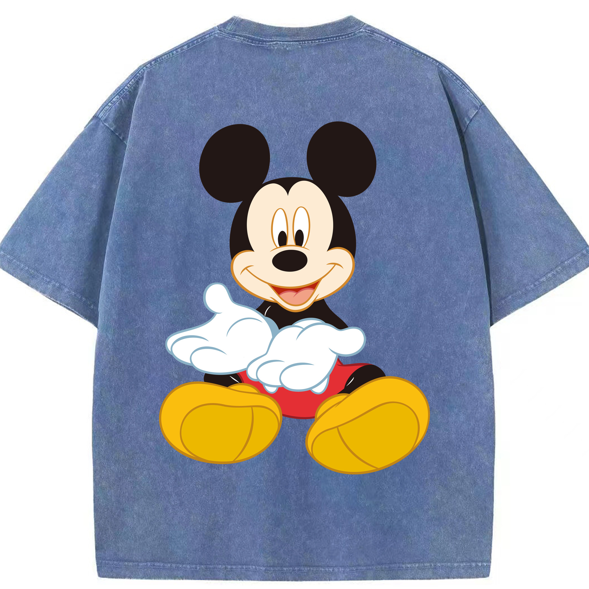 （画像用） ミッキーマウス Mickey Mouse 綿100% ヴィンテージ風 半袖Tシャツ（背面プリント）