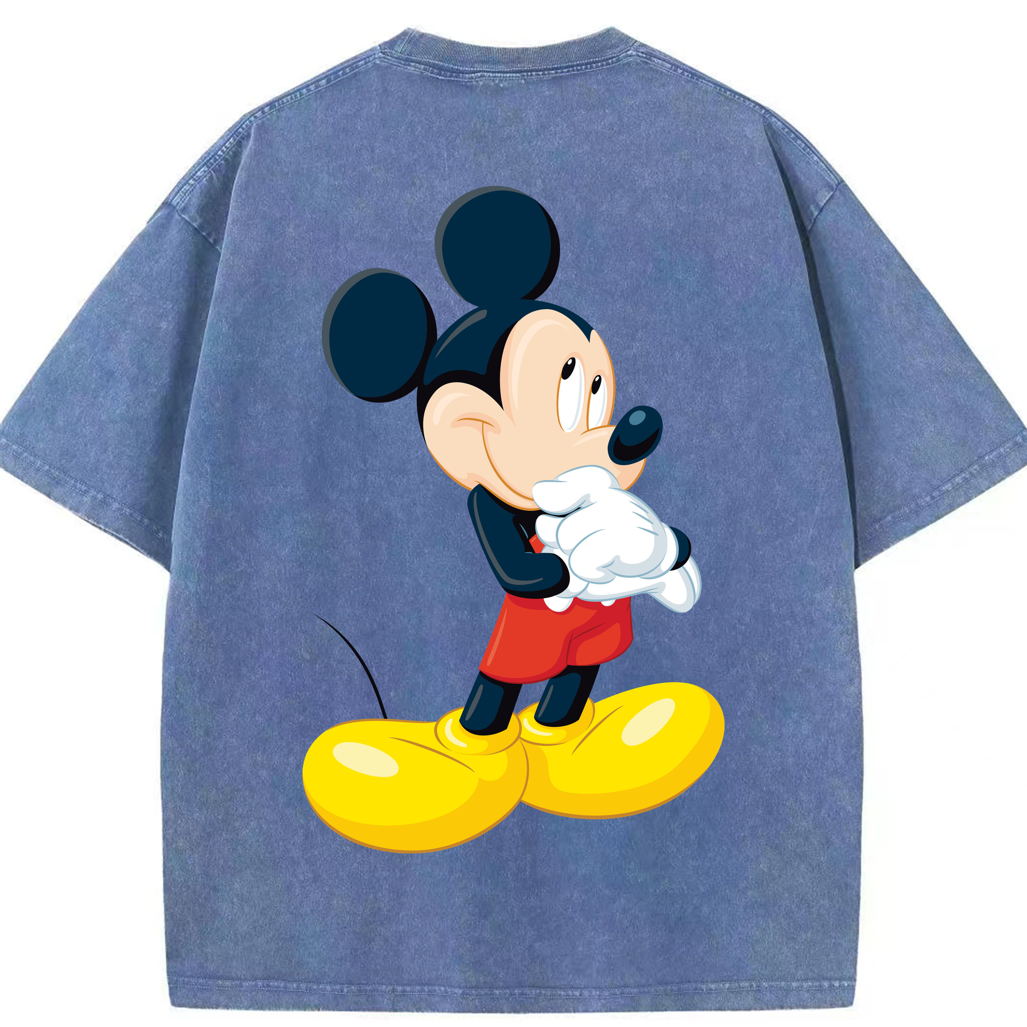 （画像用） ミッキーマウス Mickey Mouse 綿100% ヴィンテージ風 半袖Tシャツ（背面プリント）
