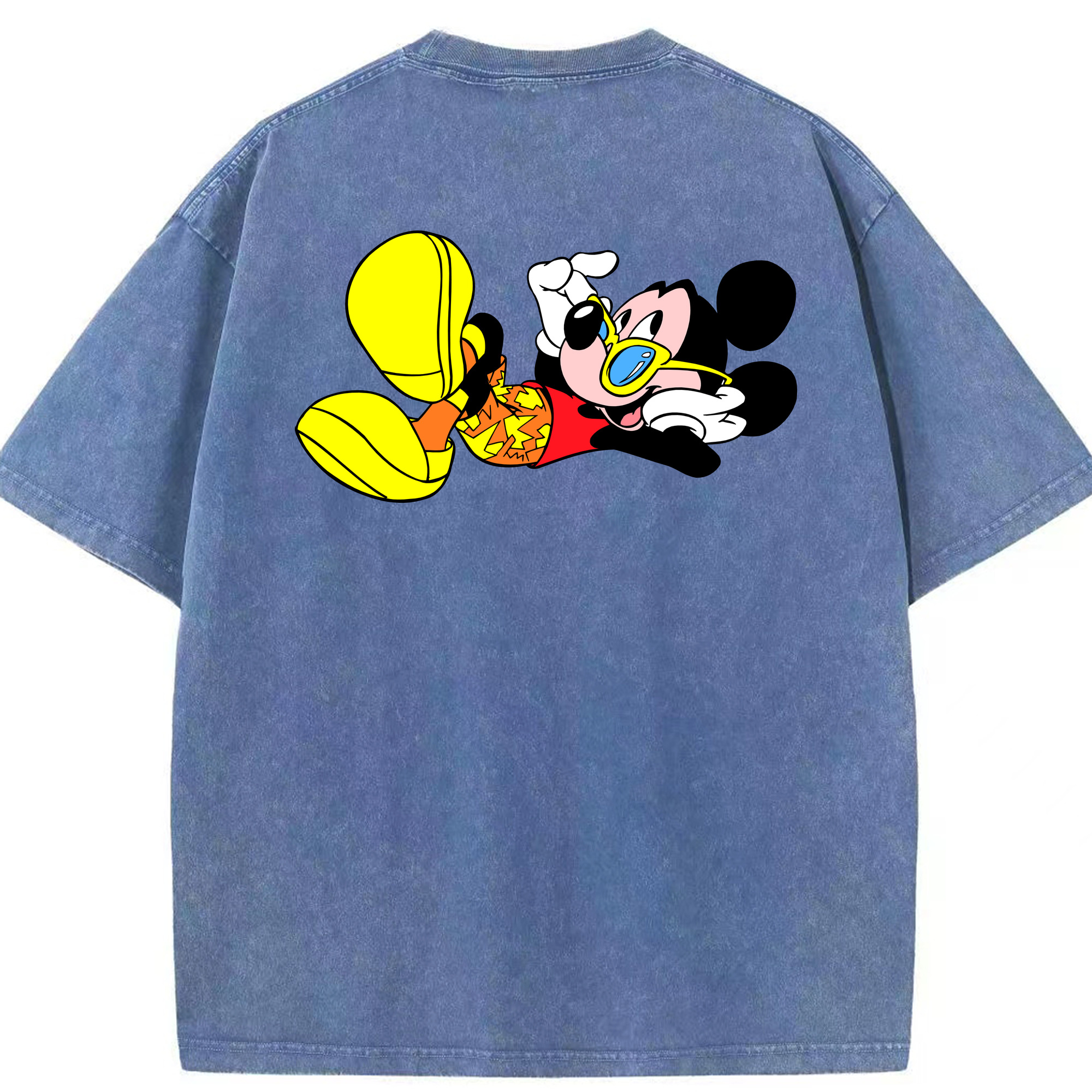（画像用） ミッキーマウス Mickey Mouse 綿100% ヴィンテージ風 半袖Tシャツ（背面プリント）