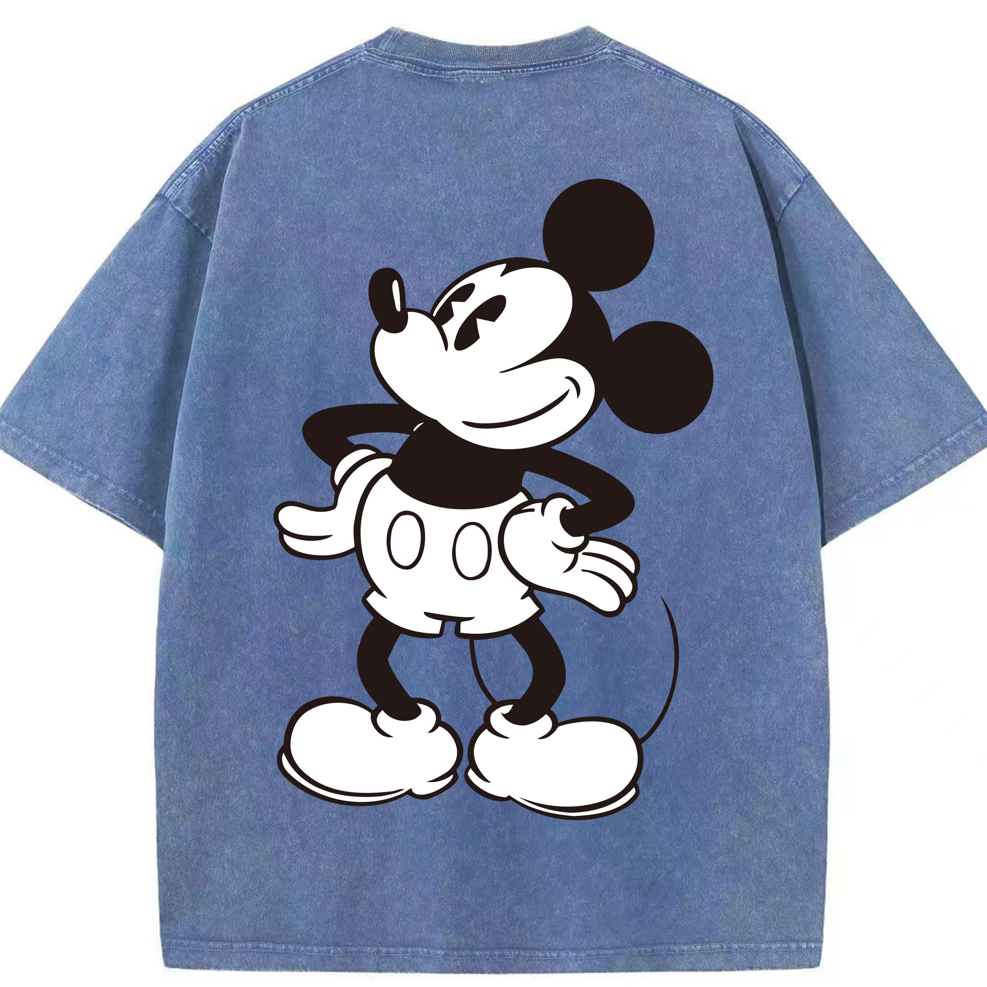 （画像用） ミッキーマウス Mickey Mouse 綿100% ヴィンテージ風 半袖Tシャツ（背面プリント）