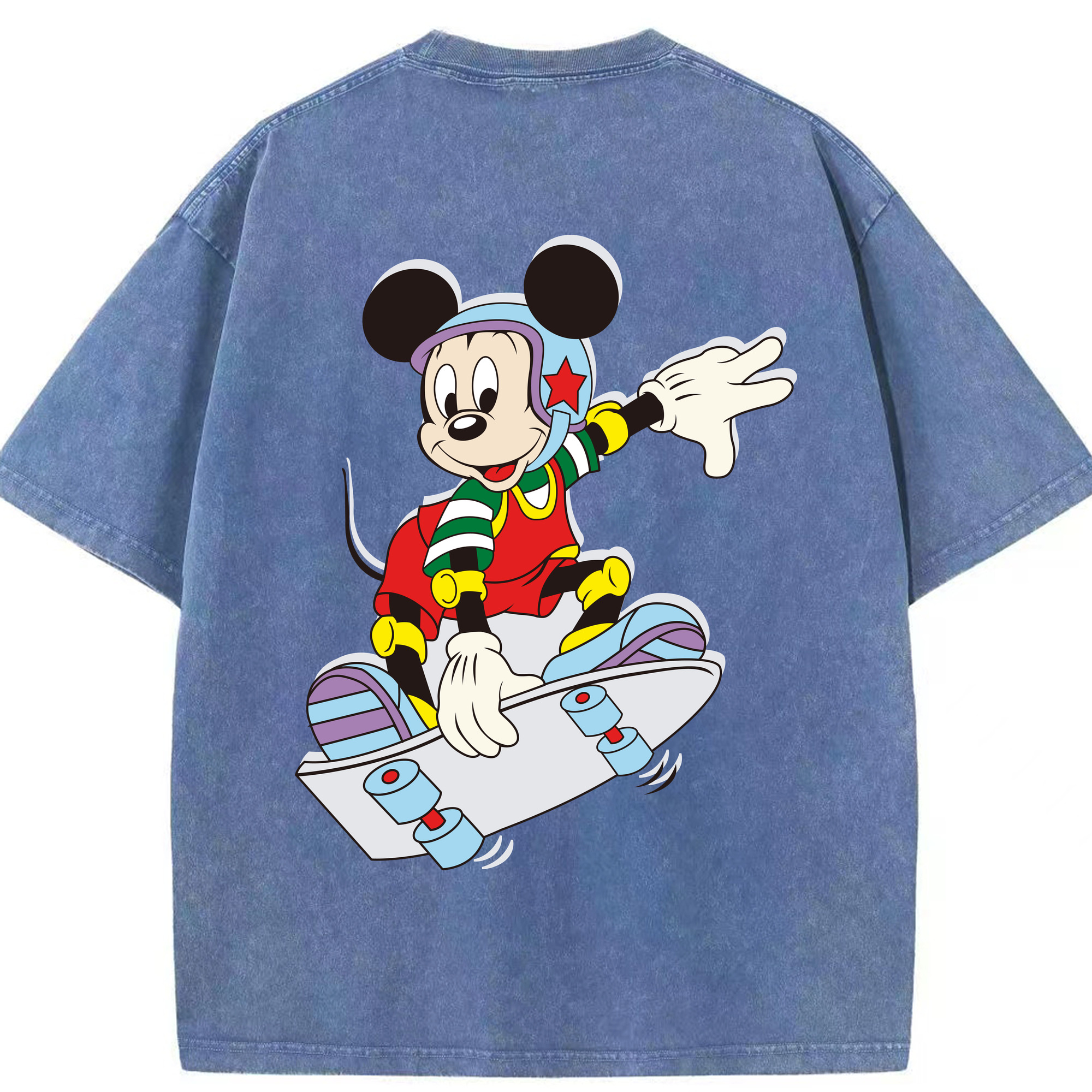 （画像用） ミッキーマウス Mickey Mouse 綿100% ヴィンテージ風 半袖Tシャツ（背面プリント）