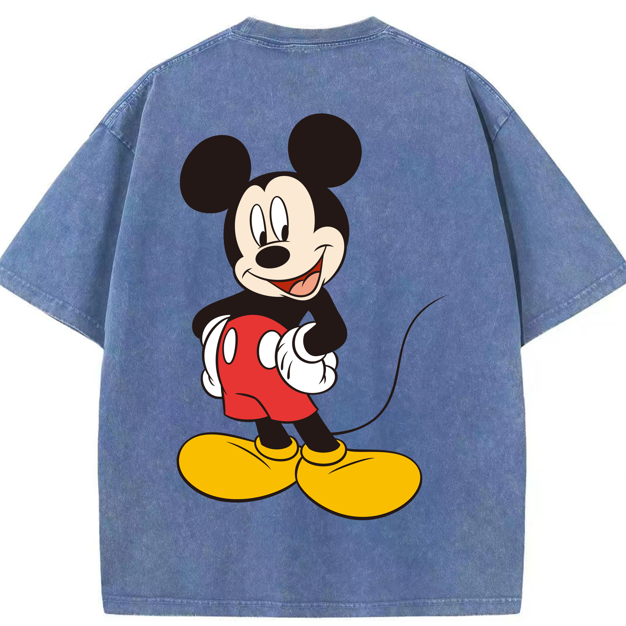 （画像用） ミッキーマウス Mickey Mouse 綿100% ヴィンテージ風 半袖Tシャツ（背面プリント）