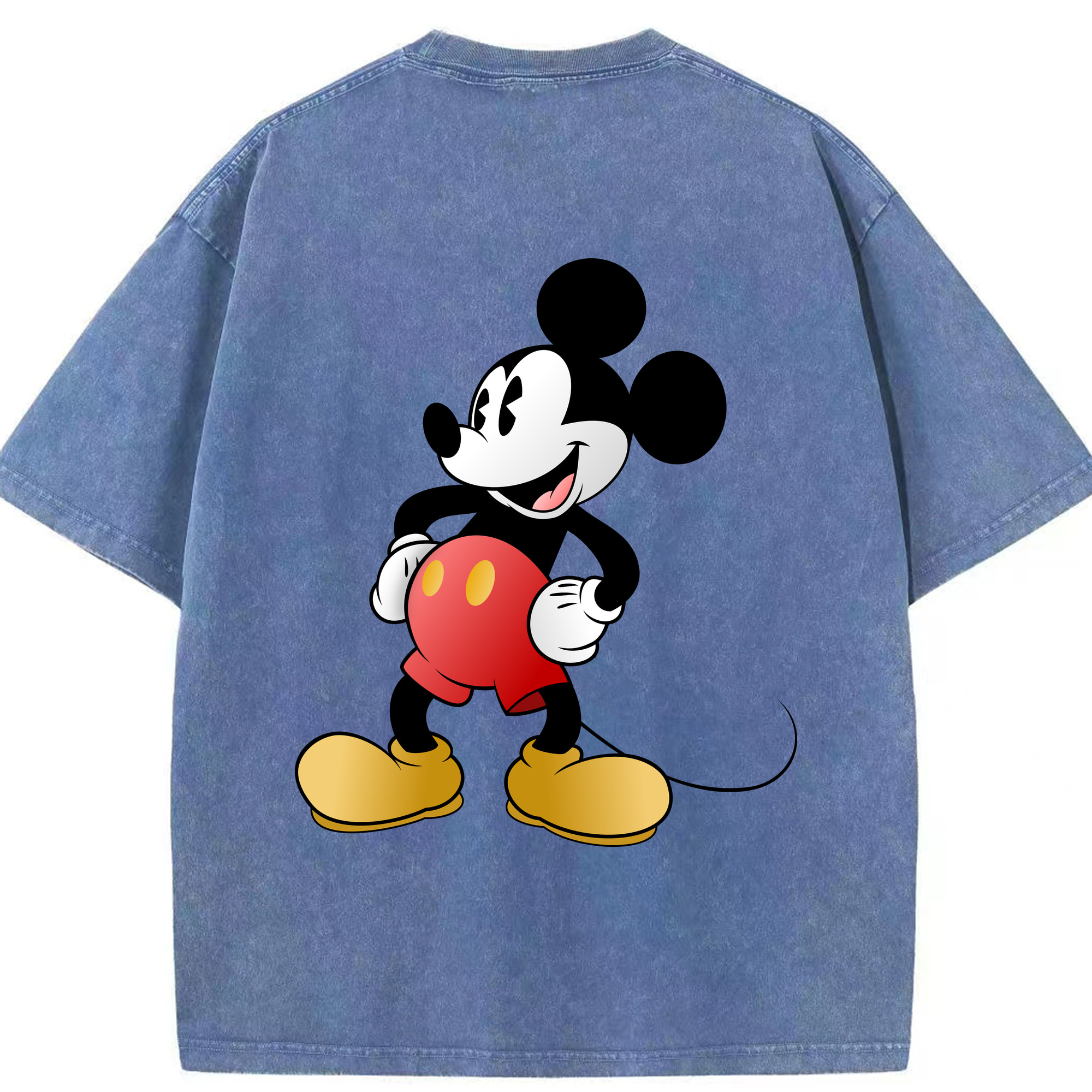 （画像用） ミッキーマウス Mickey Mouse 綿100% ヴィンテージ風 半袖Tシャツ（背面プリント）