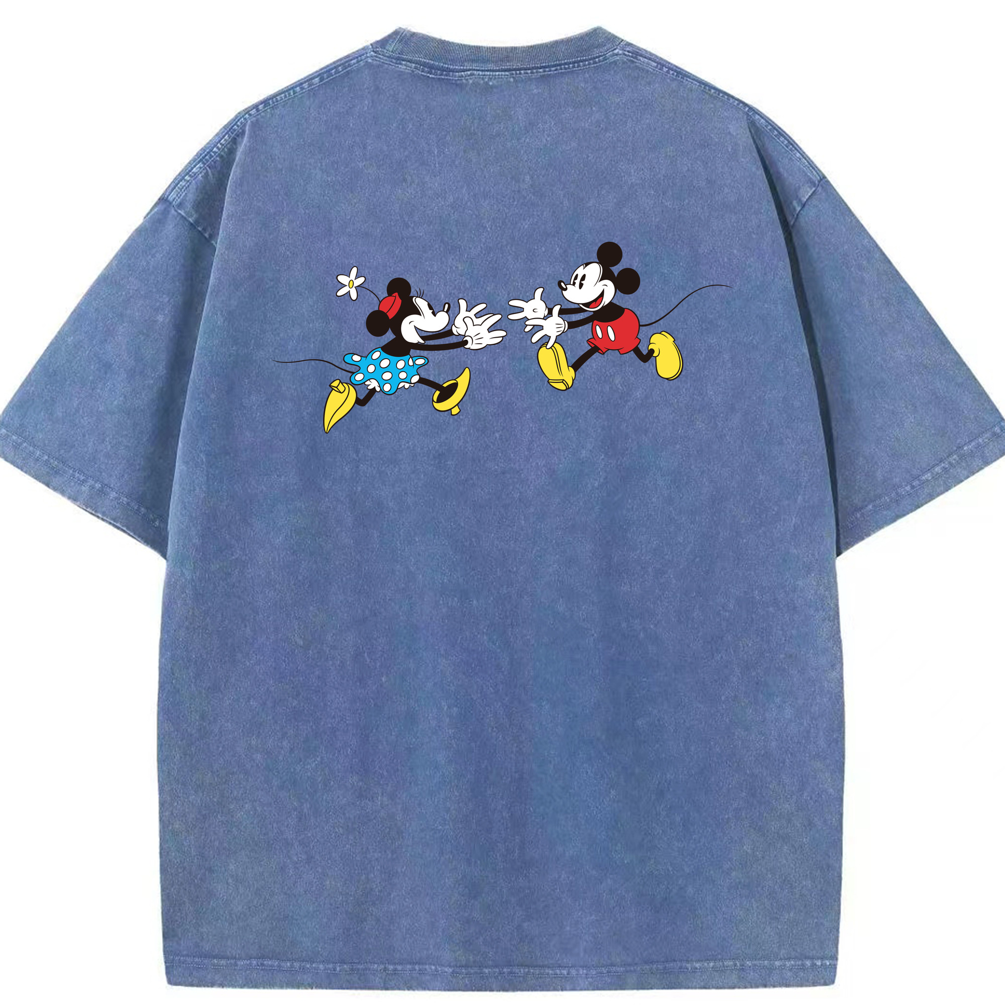 （画像用） ミッキーマウス Mickey Mouse 綿100% ヴィンテージ風 半袖Tシャツ（背面プリント）
