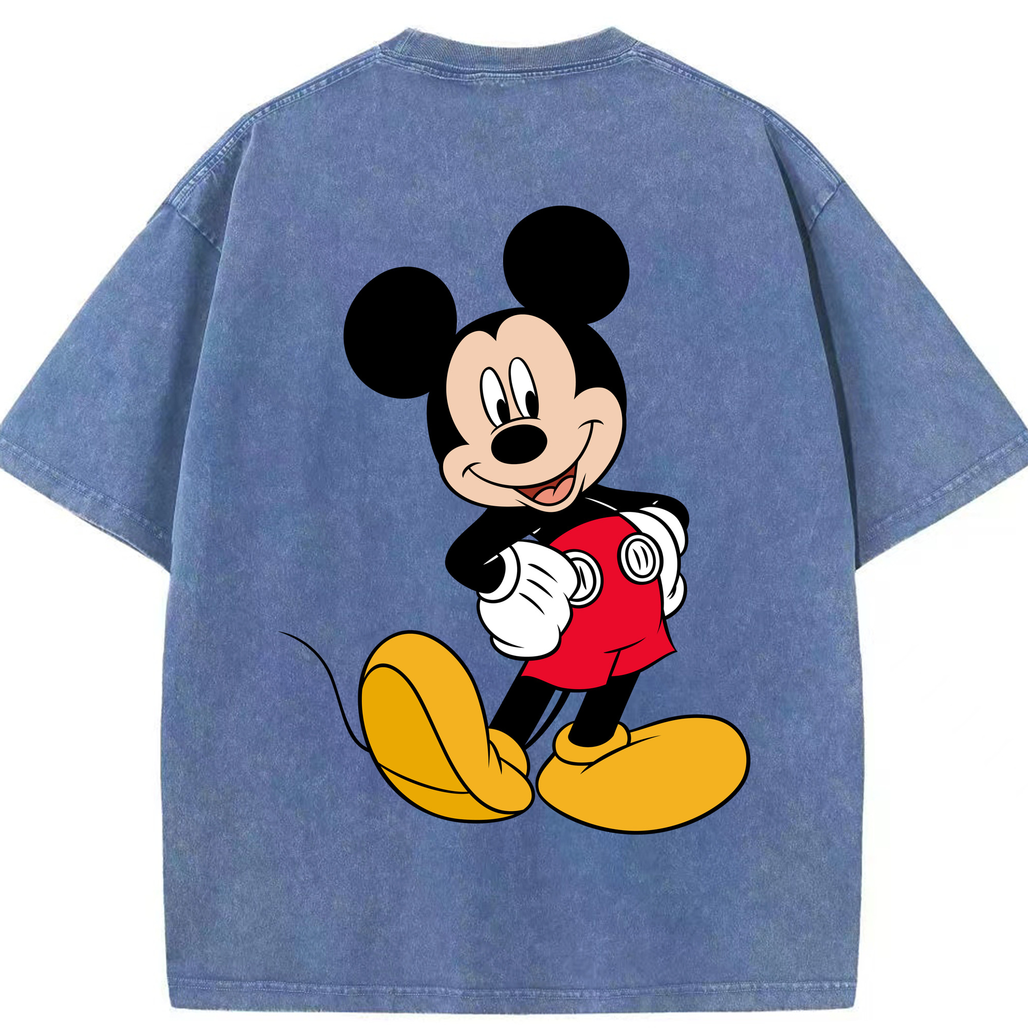 （画像用） ミッキーマウス Mickey Mouse 綿100% ヴィンテージ風 半袖Tシャツ（背面プリント）