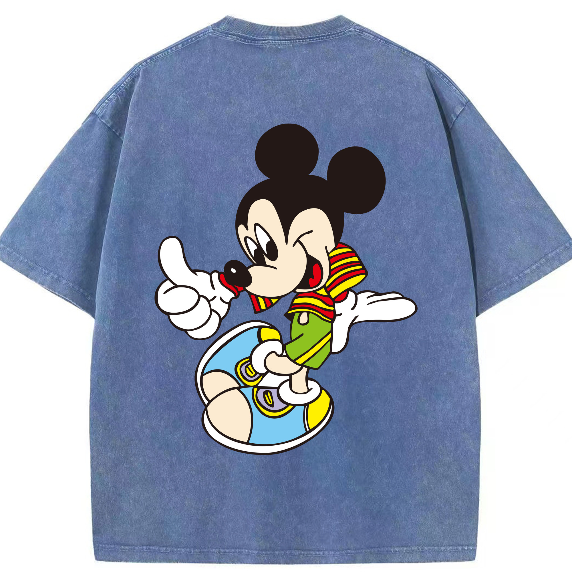 （画像用） ミッキーマウス Mickey Mouse 綿100% ヴィンテージ風 半袖Tシャツ（背面プリント）