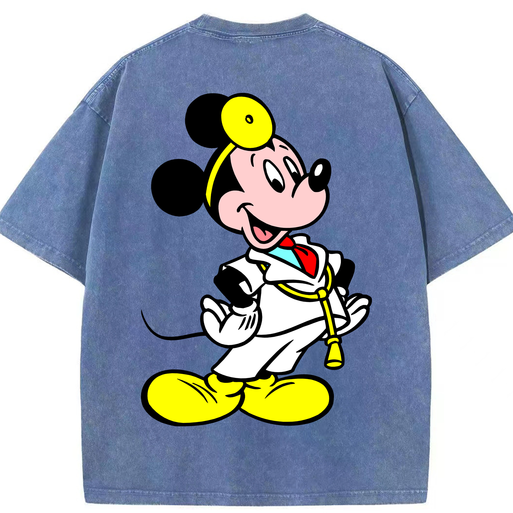 （画像用） ミッキーマウス Mickey Mouse 綿100% ヴィンテージ風 半袖Tシャツ（背面プリント）