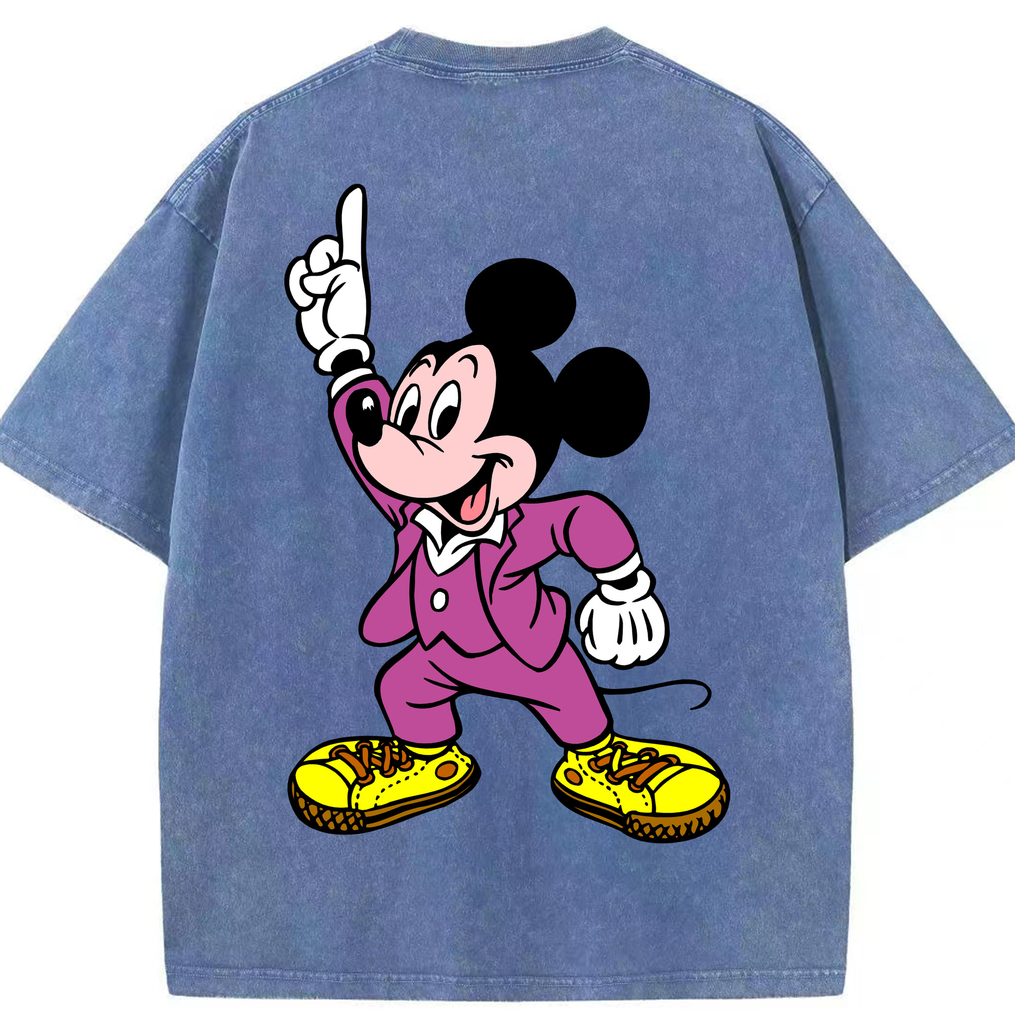 （画像用） ミッキーマウス Mickey Mouse 綿100% ヴィンテージ風 半袖Tシャツ（背面プリント）