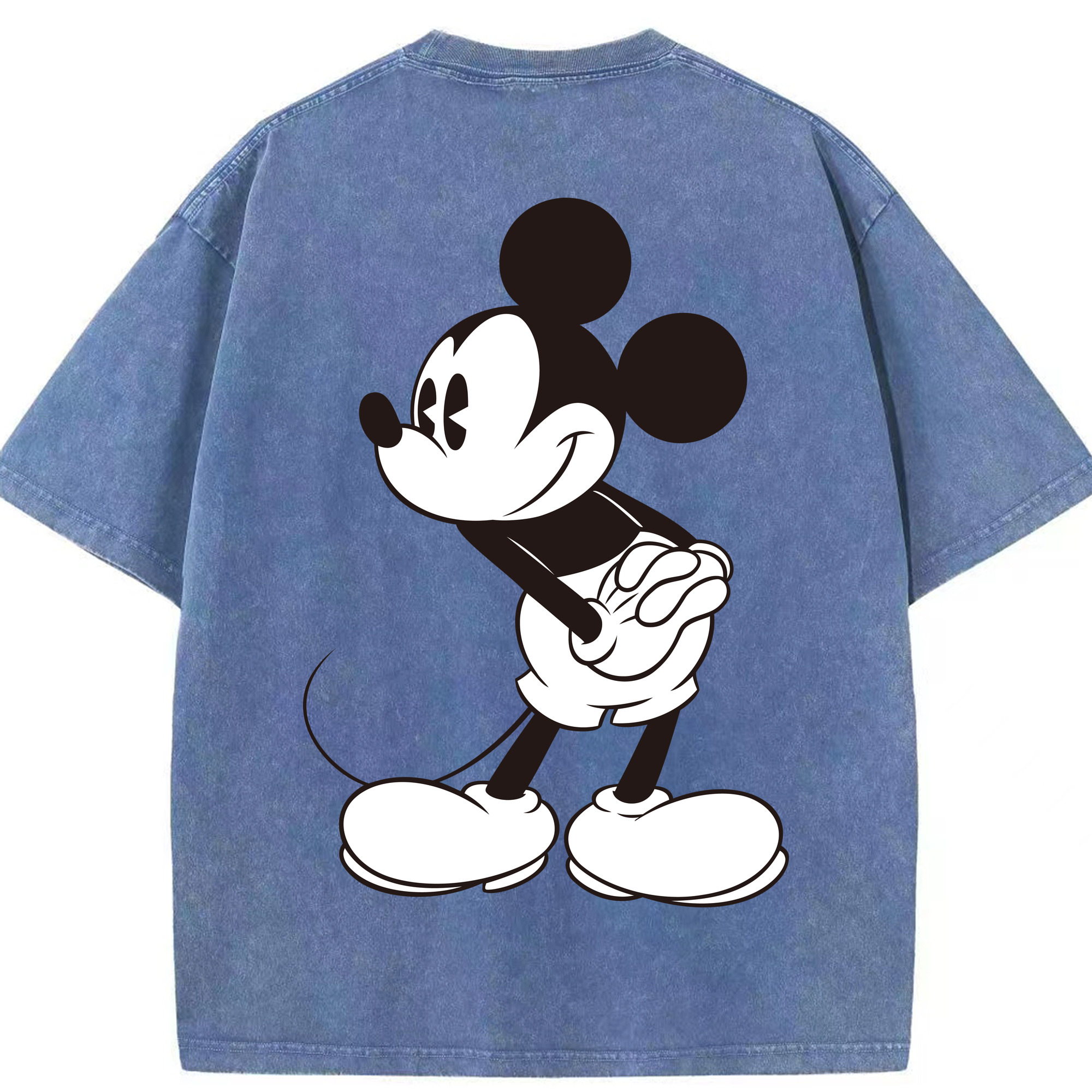 （画像用） ミッキーマウス Mickey Mouse 綿100% ヴィンテージ風 半袖Tシャツ（背面プリント）