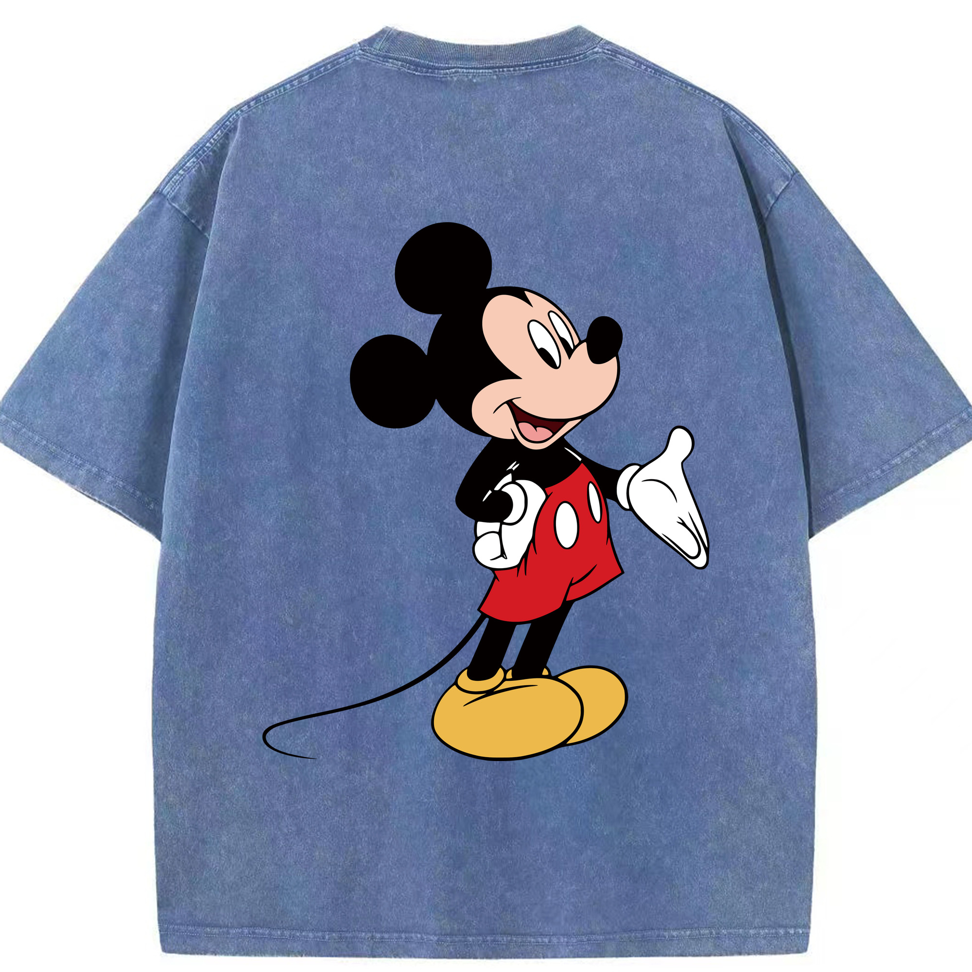 （画像用） ミッキーマウス Mickey Mouse 綿100% ヴィンテージ風 半袖Tシャツ（背面プリント）