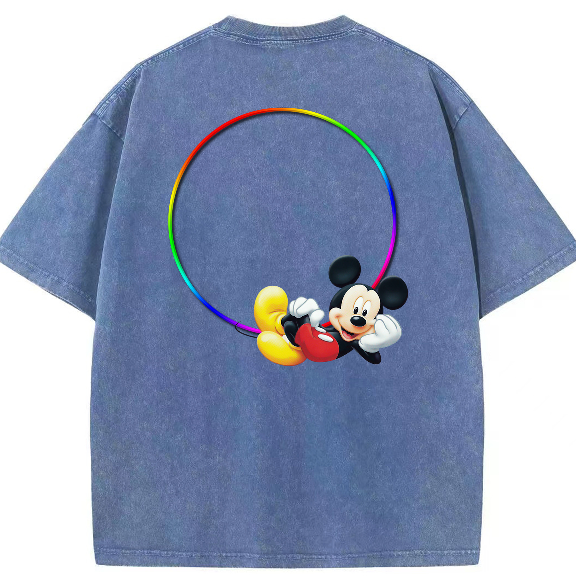 （画像用） ミッキーマウス Mickey Mouse 綿100% ヴィンテージ風 半袖Tシャツ（背面プリント）