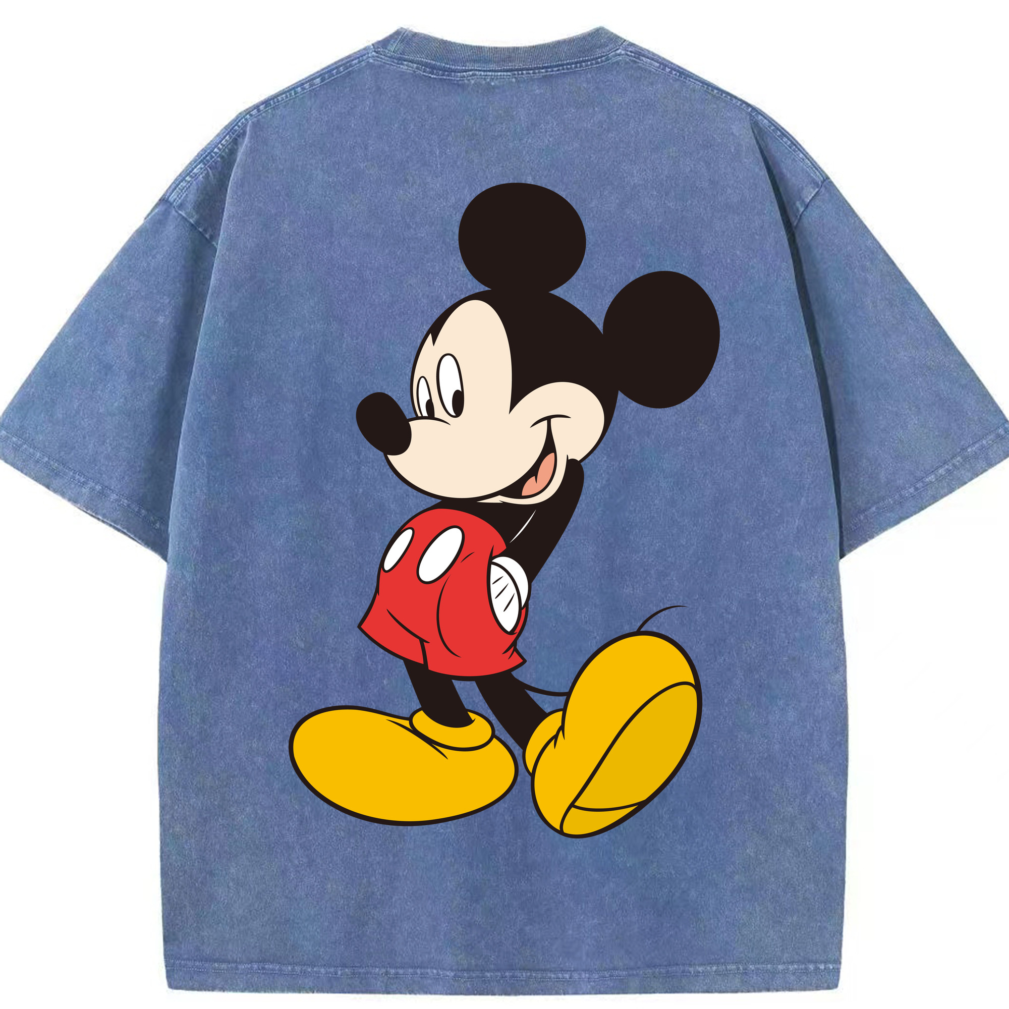 （画像用） ミッキーマウス Mickey Mouse 綿100% ヴィンテージ風 半袖Tシャツ（背面プリント）