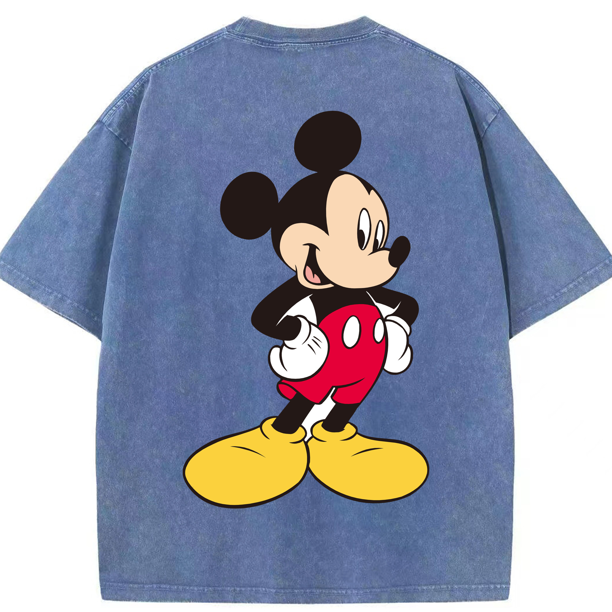 （画像用） ミッキーマウス Mickey Mouse 綿100% ヴィンテージ風 半袖Tシャツ（背面プリント）