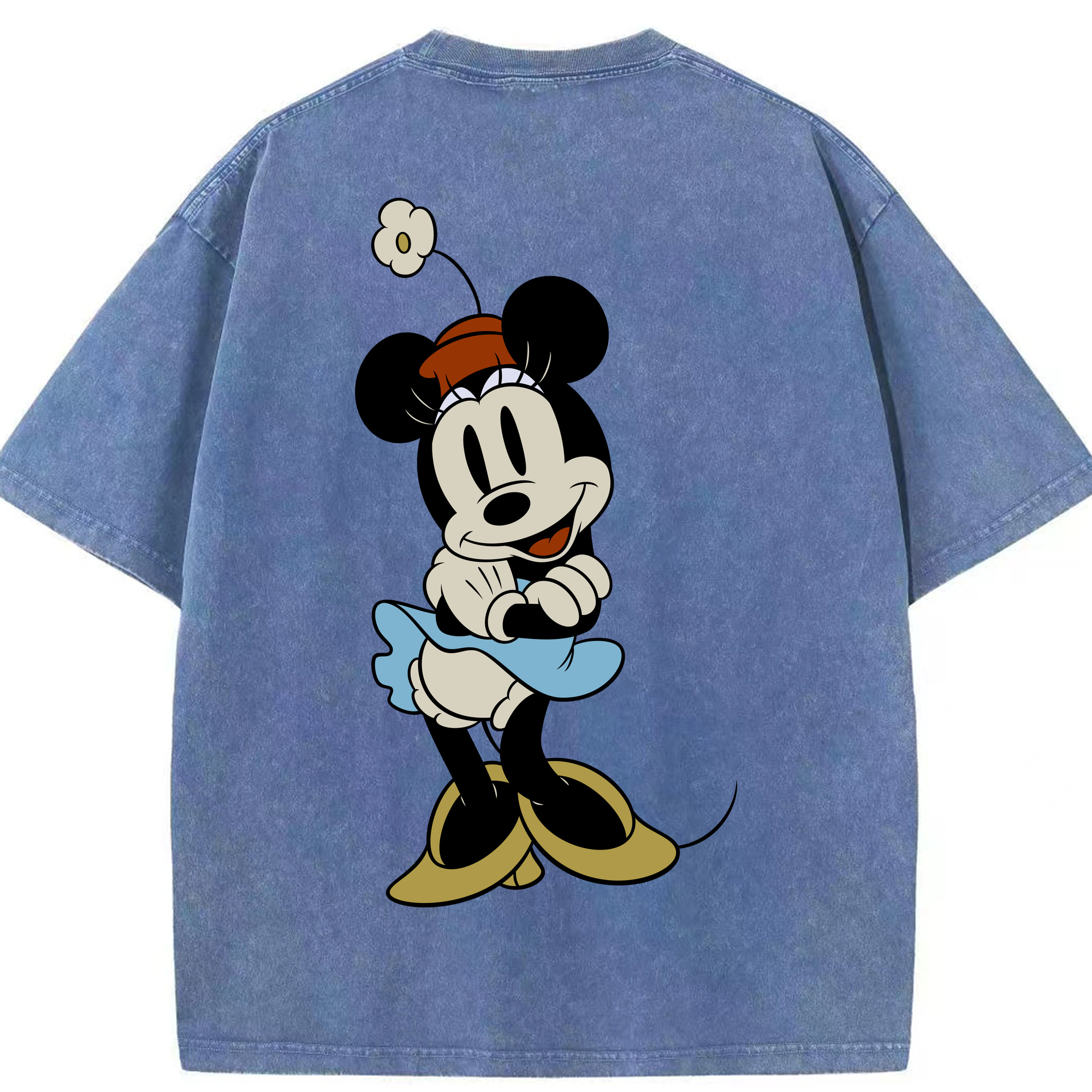 （画像用） ミッキーマウス Mickey Mouse 綿100% ヴィンテージ風 半袖Tシャツ（背面プリント）