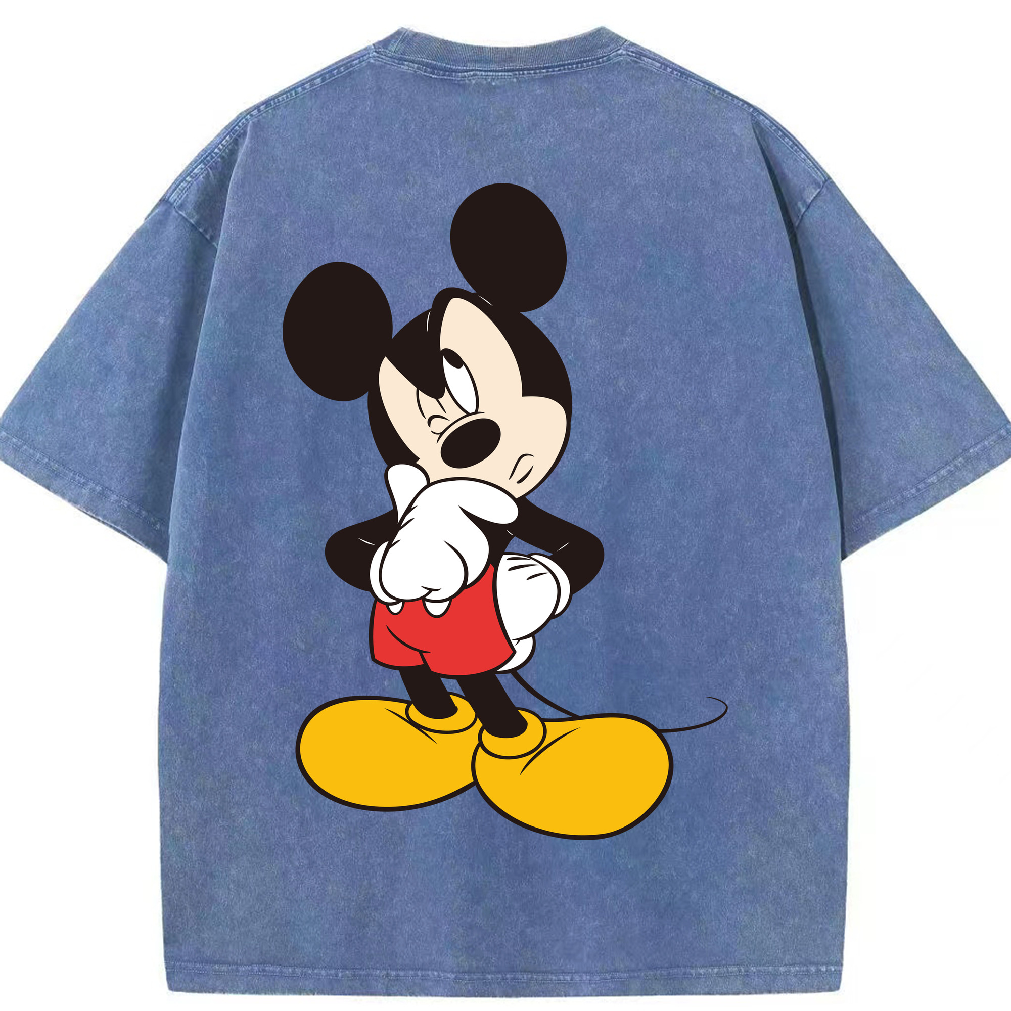 （画像用） ミッキーマウス Mickey Mouse 綿100% ヴィンテージ風 半袖Tシャツ（背面プリント）