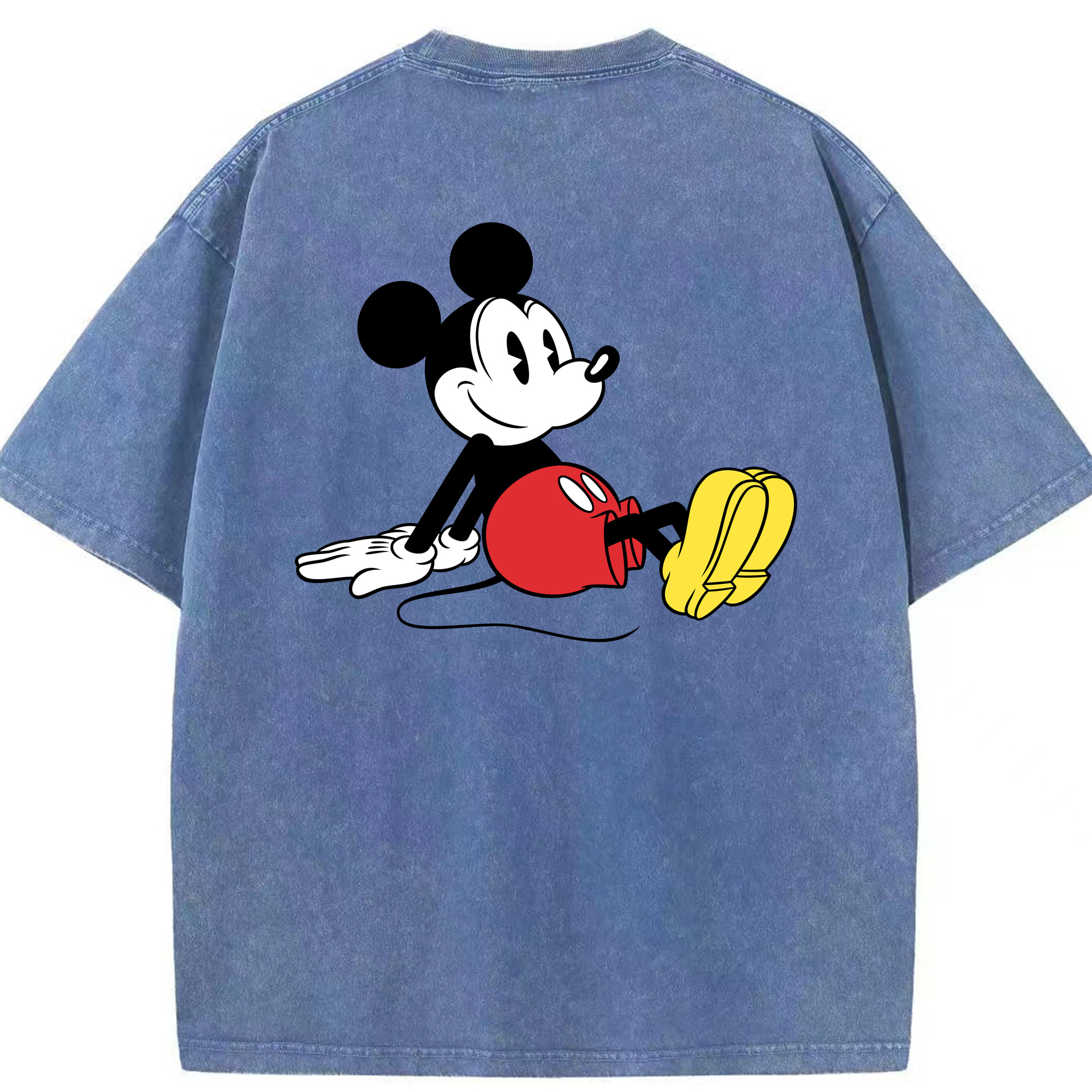 （画像用） ミッキーマウス Mickey Mouse 綿100% ヴィンテージ風 半袖Tシャツ（背面プリント）