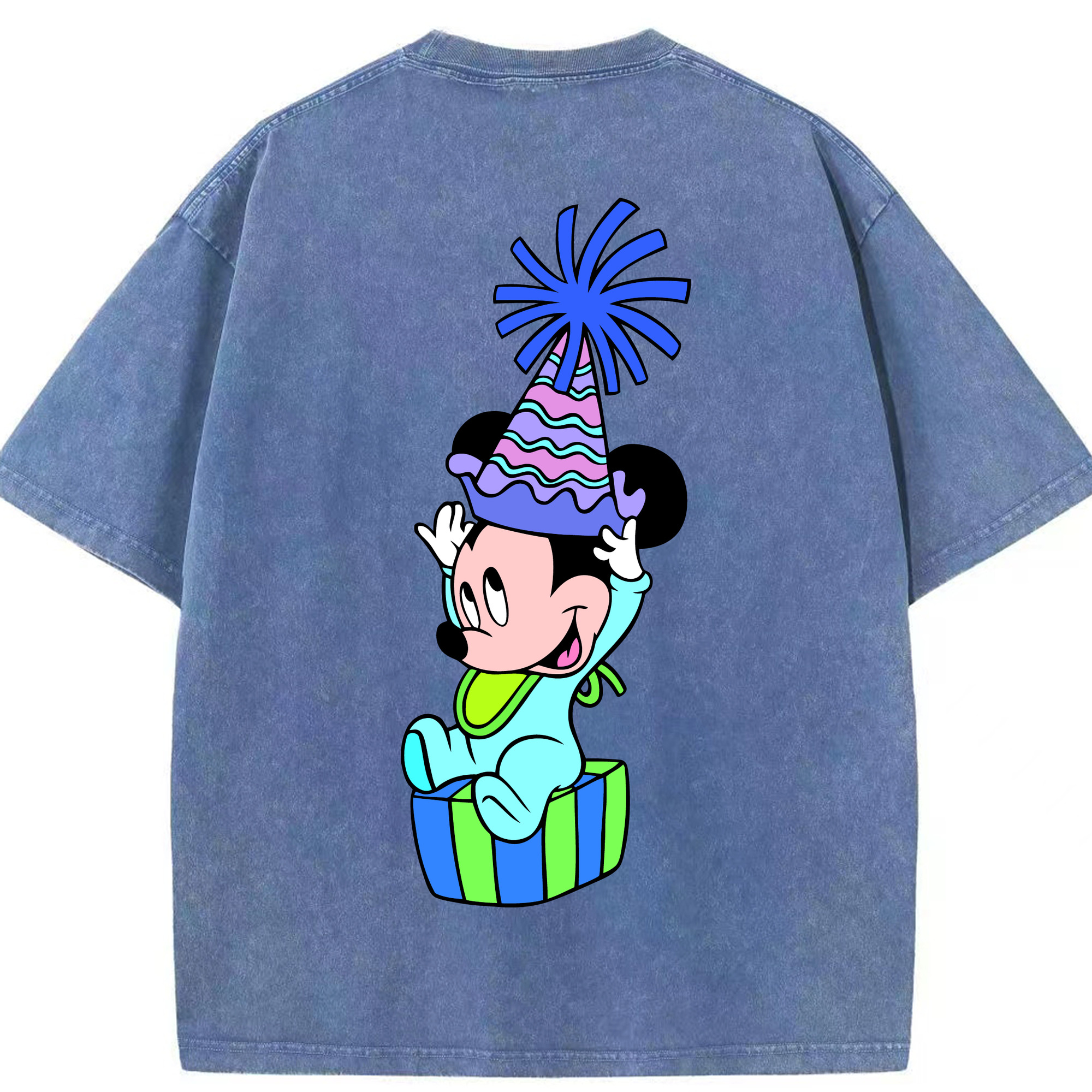 （画像用） ミッキーマウス Mickey Mouse 綿100% ヴィンテージ風 半袖Tシャツ（背面プリント）