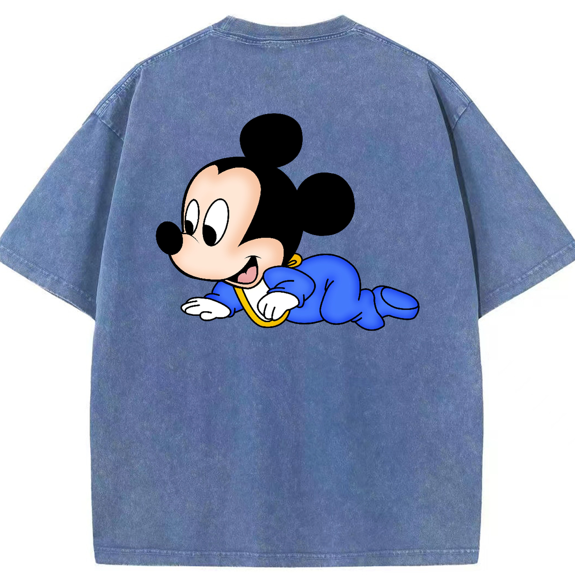 （画像用） ミッキーマウス Mickey Mouse 綿100% ヴィンテージ風 半袖Tシャツ（背面プリント）