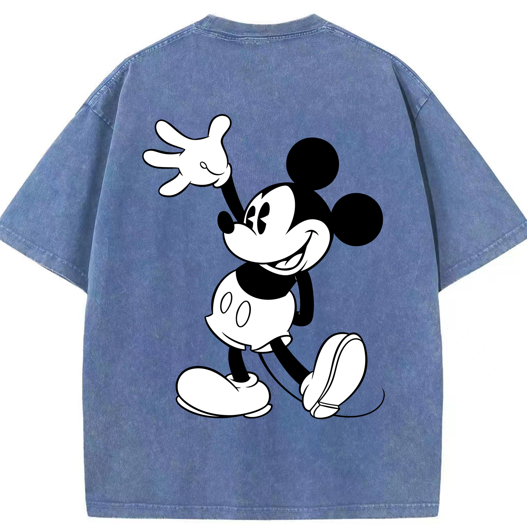 （画像用） ミッキーマウス Mickey Mouse 綿100% ヴィンテージ風 半袖Tシャツ（背面プリント）