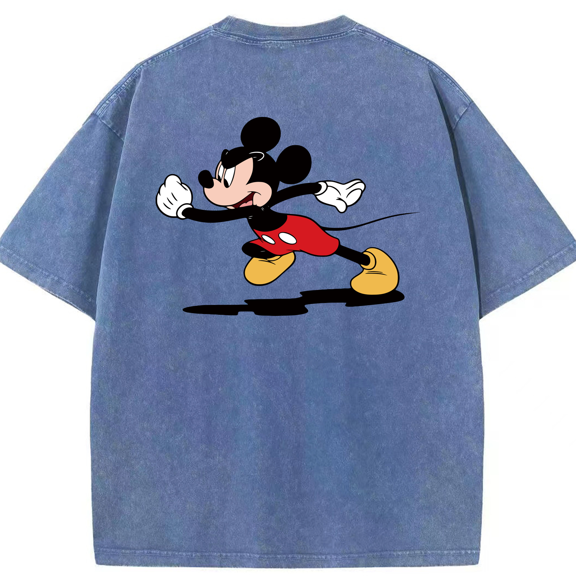 （画像用） ミッキーマウス Mickey Mouse 綿100% ヴィンテージ風 半袖Tシャツ（背面プリント）
