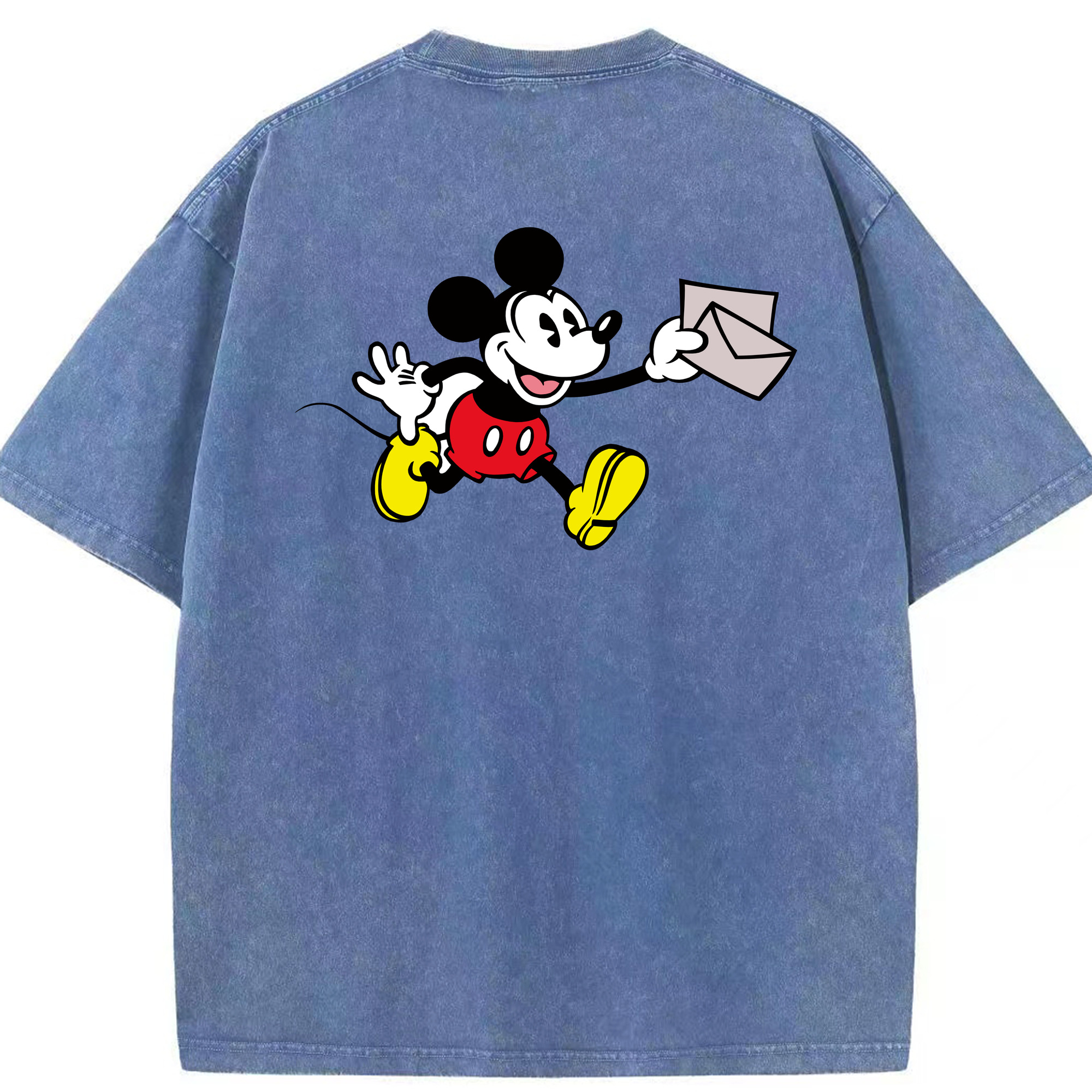 （画像用） ミッキーマウス Mickey Mouse 綿100% ヴィンテージ風 半袖Tシャツ（背面プリント）