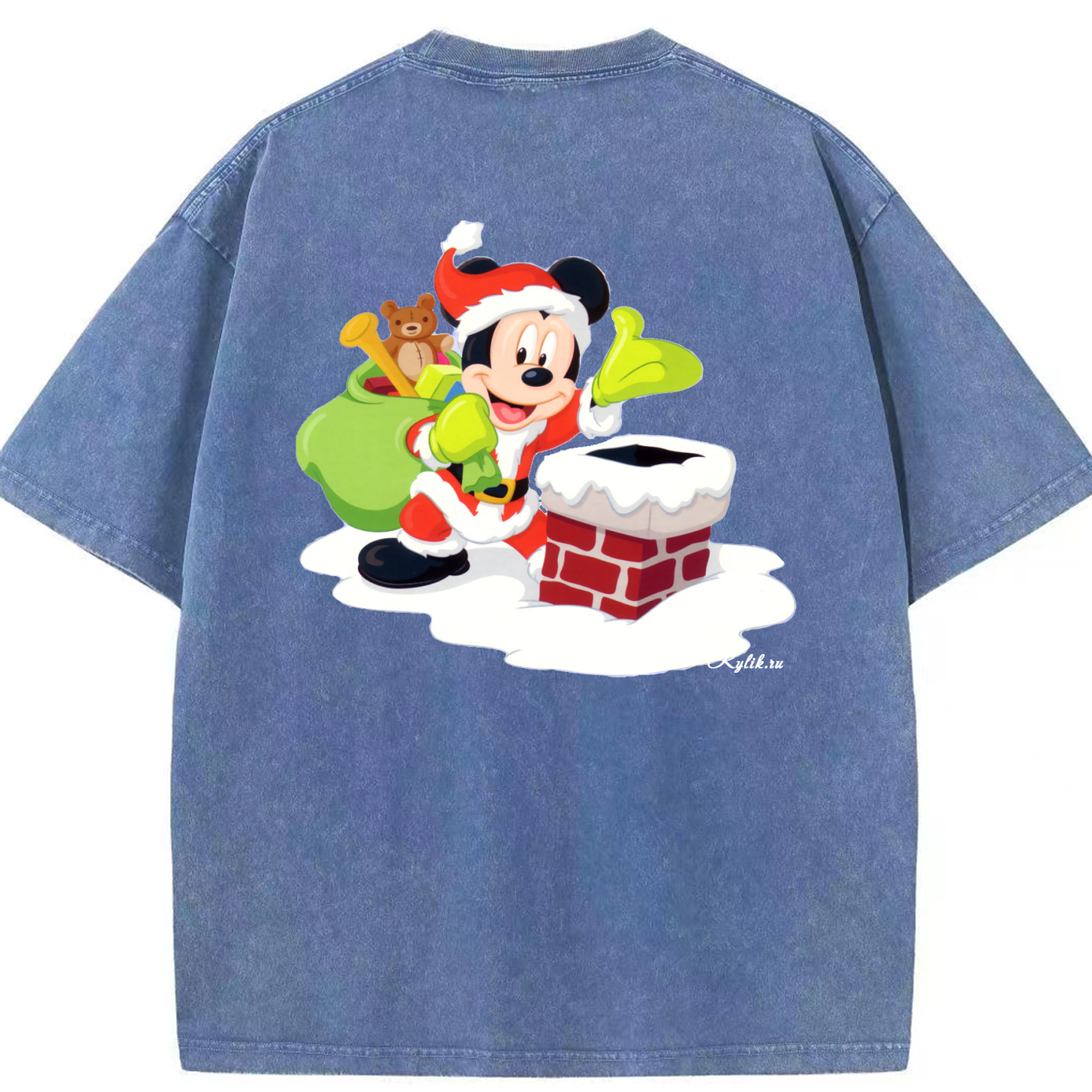（画像用） ミッキーマウス Mickey Mouse 綿100% ヴィンテージ風 半袖Tシャツ（背面プリント）
