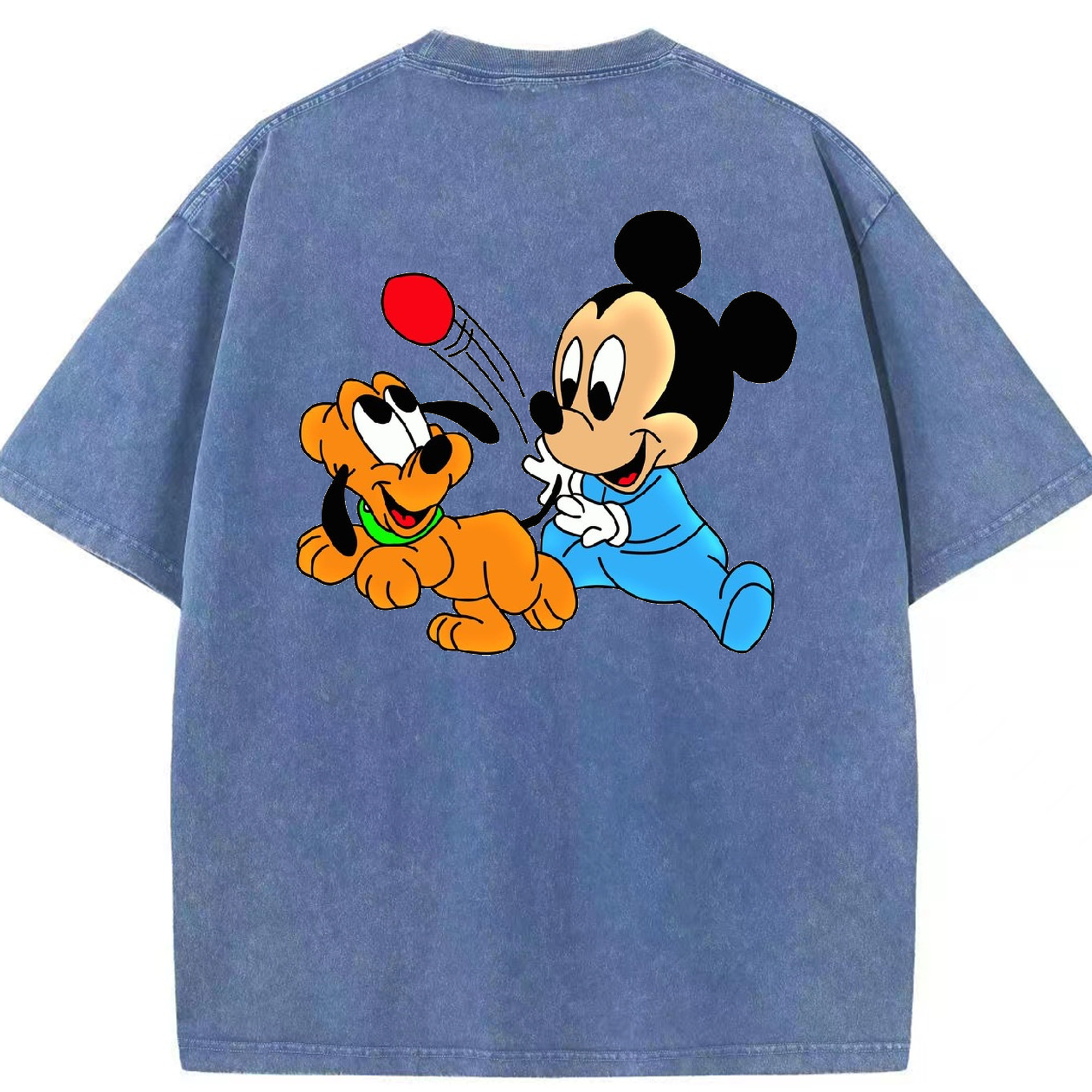 （画像用） ミッキーマウス Mickey Mouse 綿100% ヴィンテージ風 半袖Tシャツ（背面プリント）