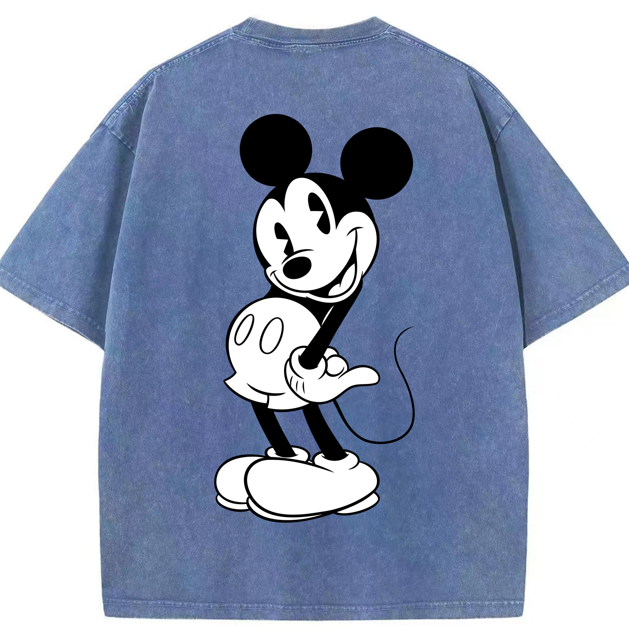 （画像用） ミッキーマウス Mickey Mouse 綿100% ヴィンテージ風 半袖Tシャツ（背面プリント）