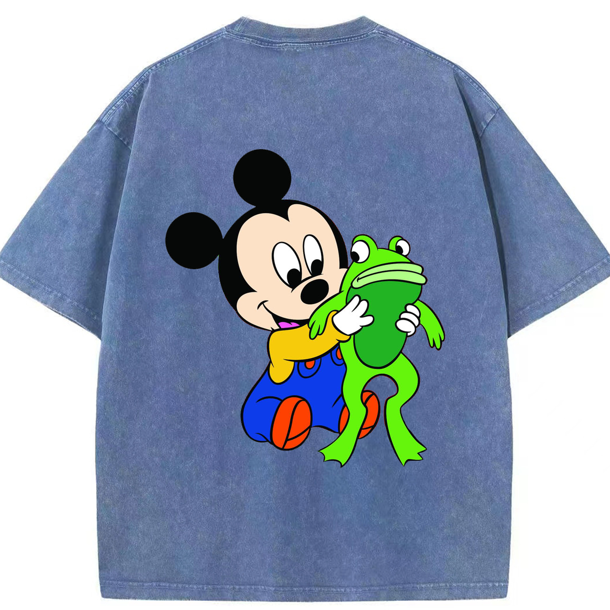 （画像用） ミッキーマウス Mickey Mouse 綿100% ヴィンテージ風 半袖Tシャツ（背面プリント）