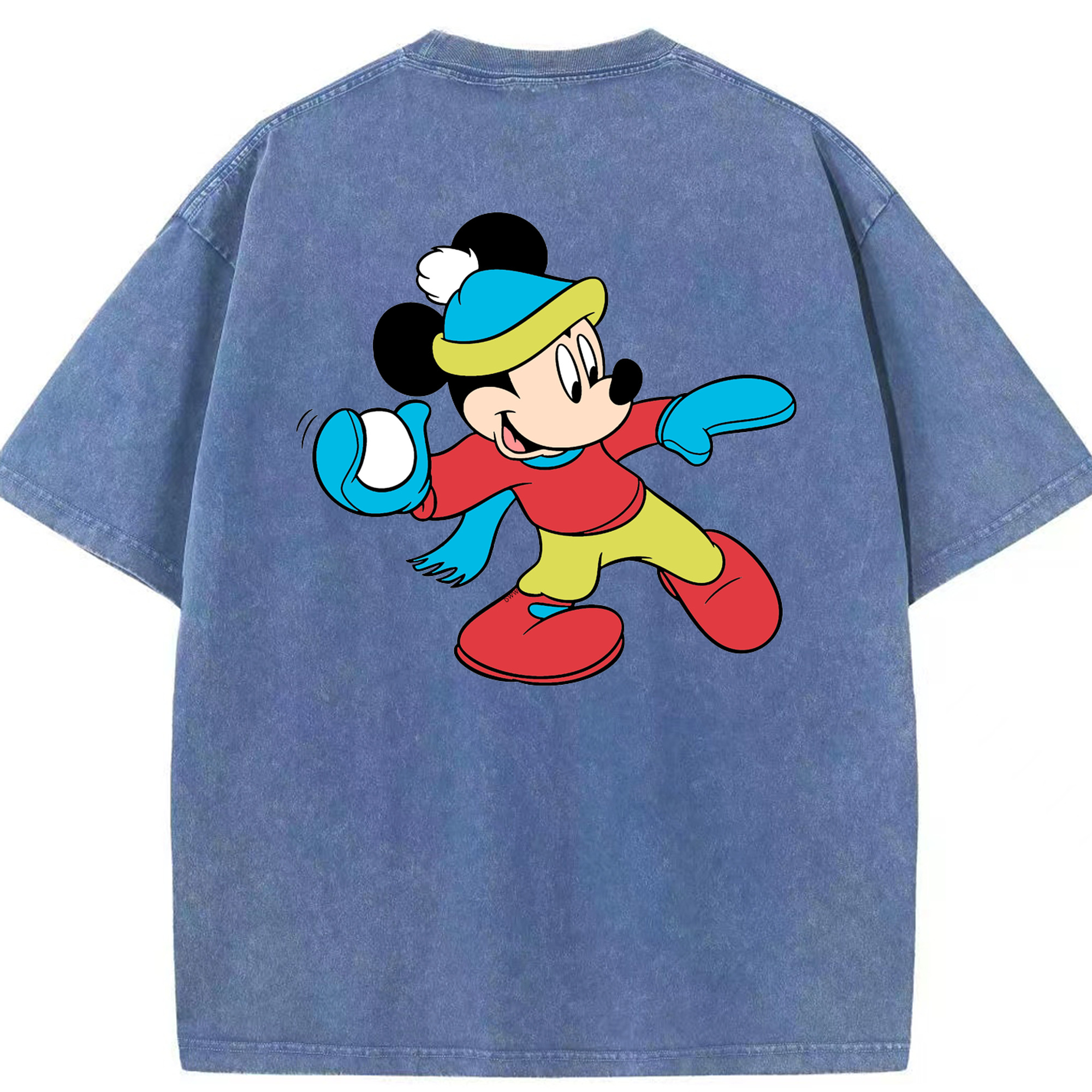 （画像用） ミッキーマウス Mickey Mouse 綿100% ヴィンテージ風 半袖Tシャツ（背面プリント）
