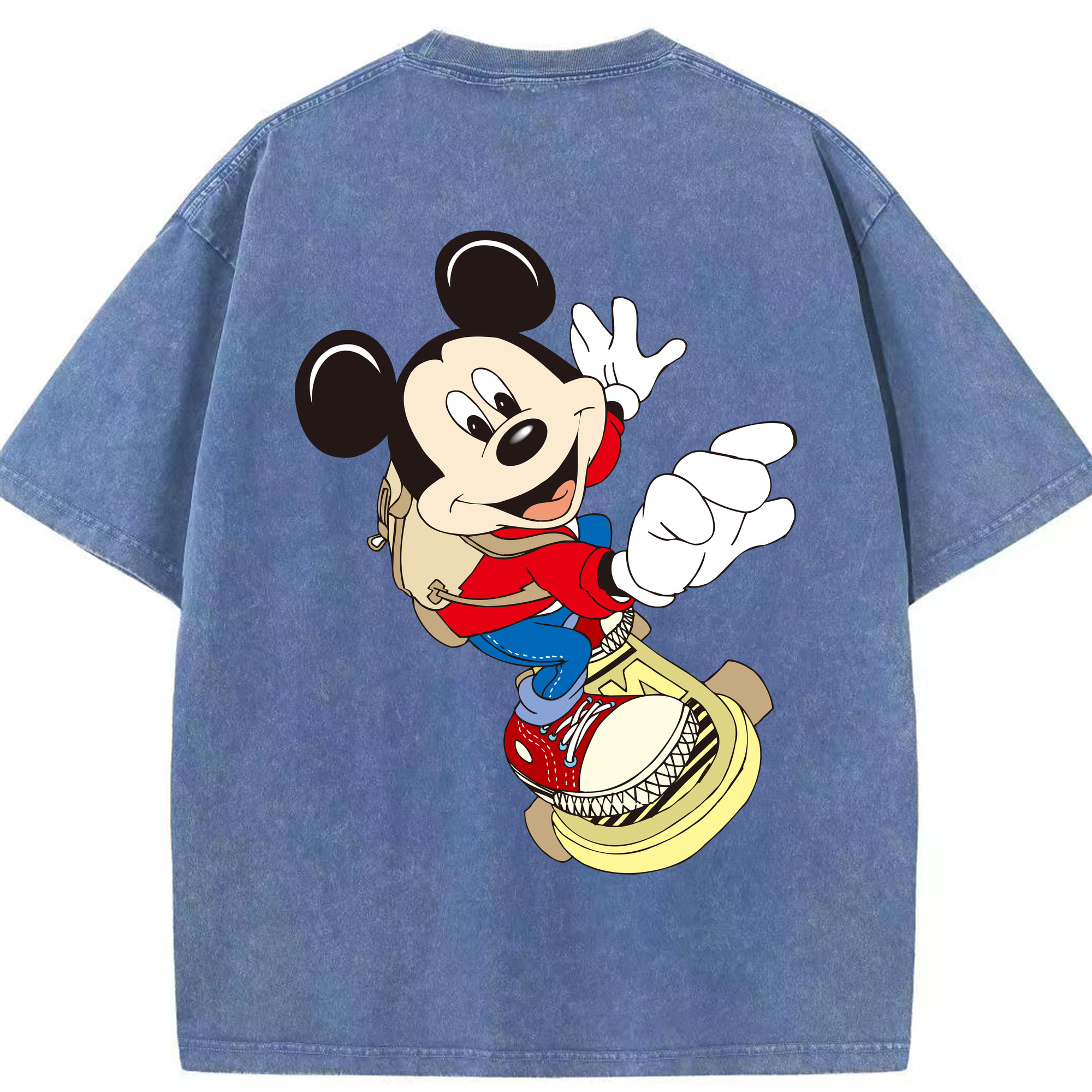 （画像用） ミッキーマウス Mickey Mouse 綿100% ヴィンテージ風 半袖Tシャツ（背面プリント）