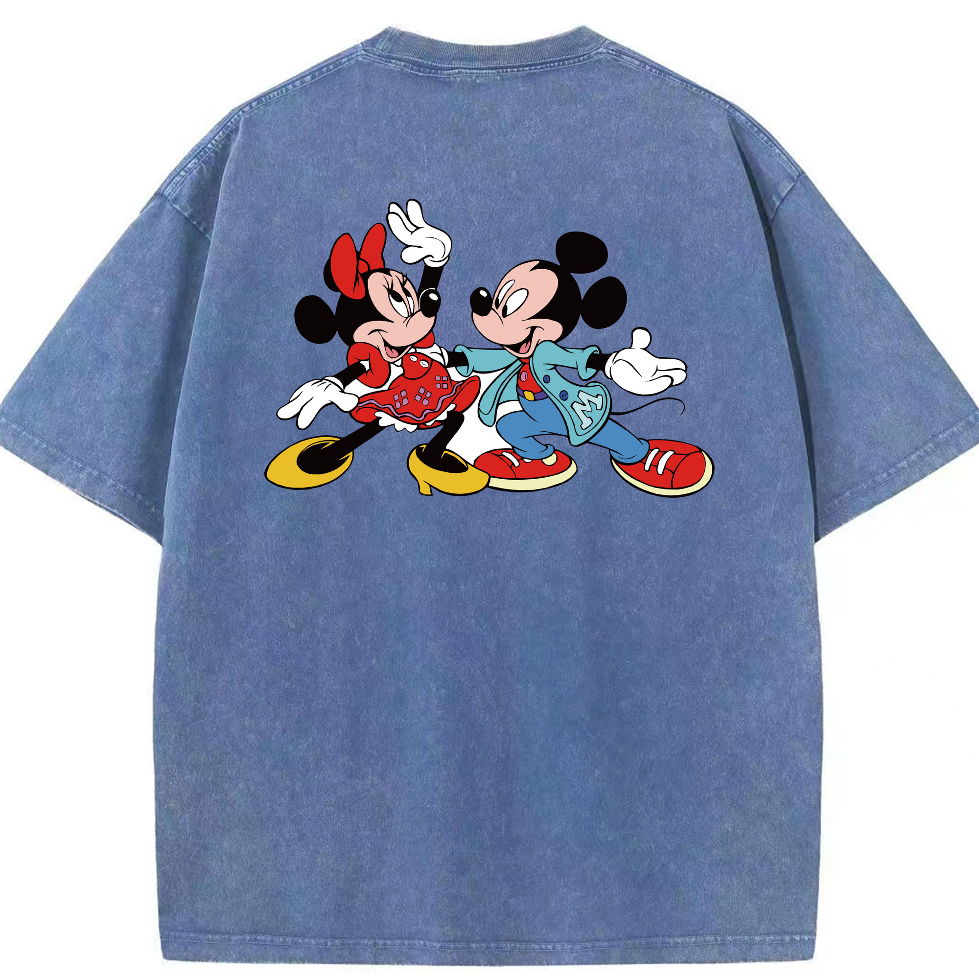 （画像用） ミッキーマウス Mickey Mouse 綿100% ヴィンテージ風 半袖Tシャツ（背面プリント）