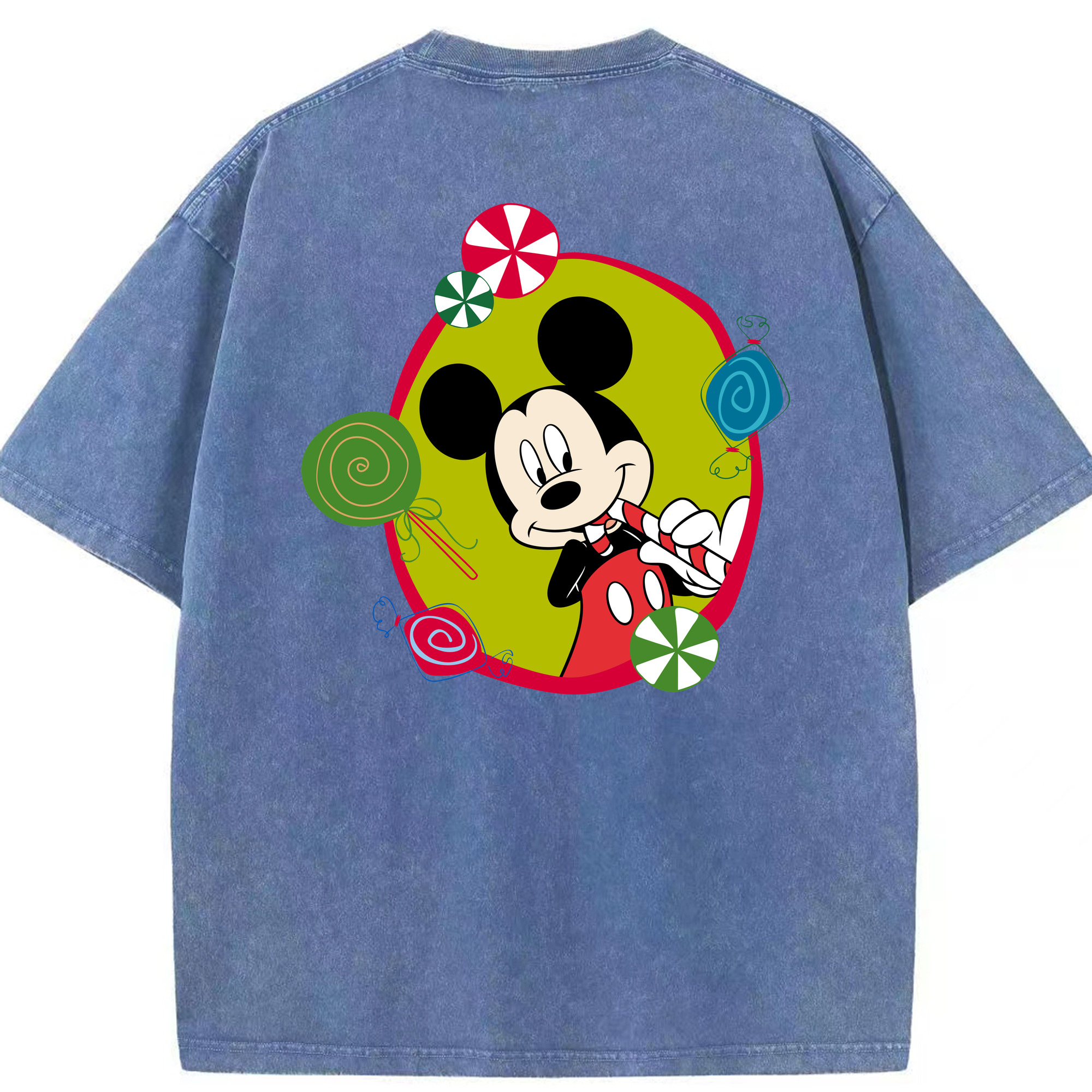 （画像用） ミッキーマウス Mickey Mouse 綿100% ヴィンテージ風 半袖Tシャツ（背面プリント）