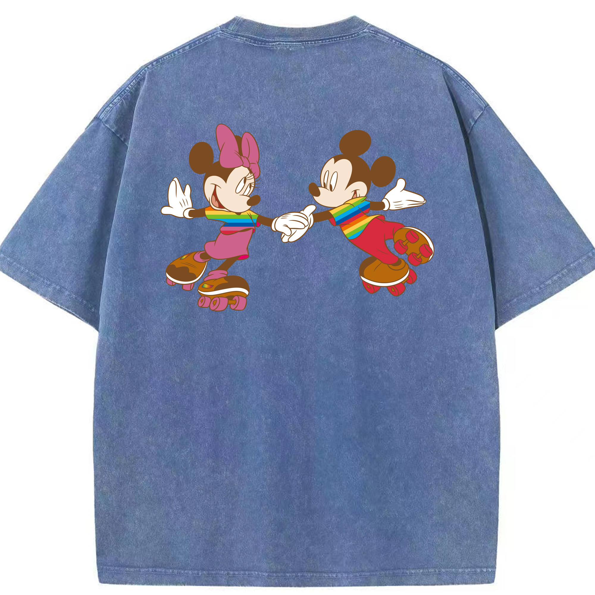 （画像用） ミッキーマウス Mickey Mouse 綿100% ヴィンテージ風 半袖Tシャツ（背面プリント）