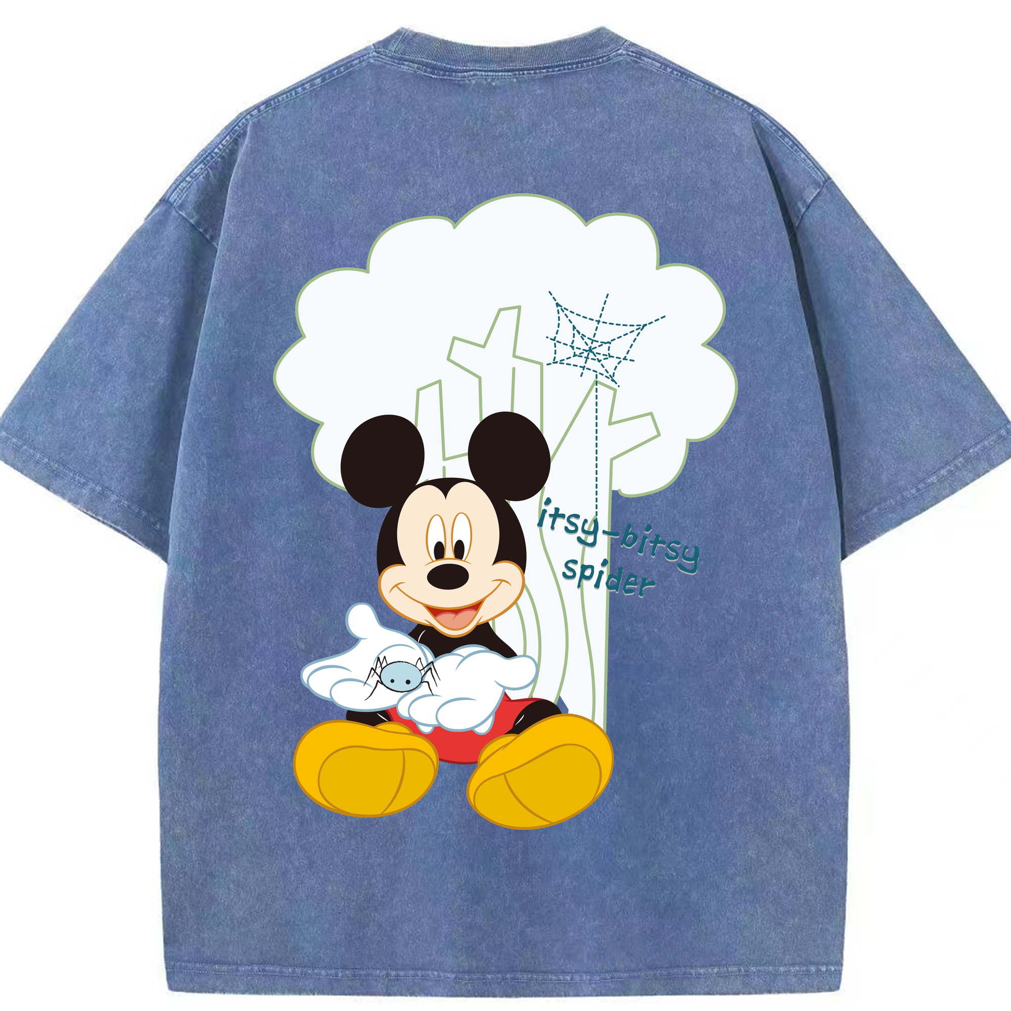 （画像用） ミッキーマウス Mickey Mouse 綿100% ヴィンテージ風 半袖Tシャツ（背面プリント）